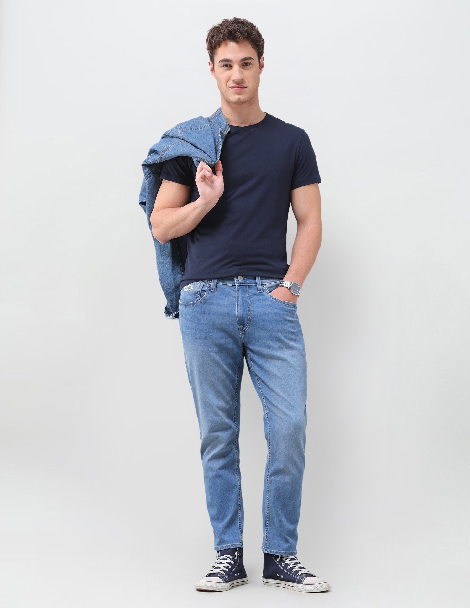 Cole Comfort Cropped Fit Blue Jeans Light Indigo - U.S. Polo Assn. India | Large