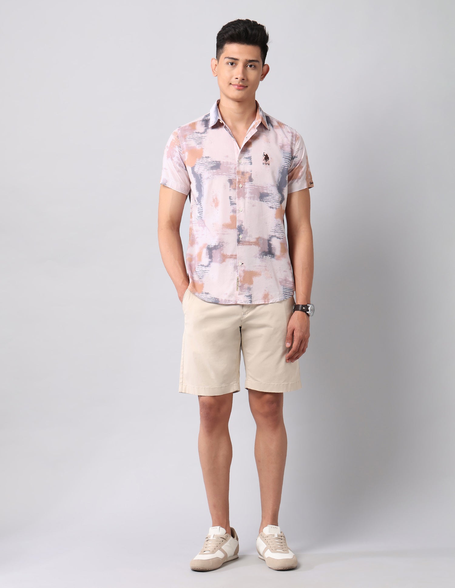 Abstract Printed Regular Fit Shirt Coral - U.S. Polo Assn. India | Large