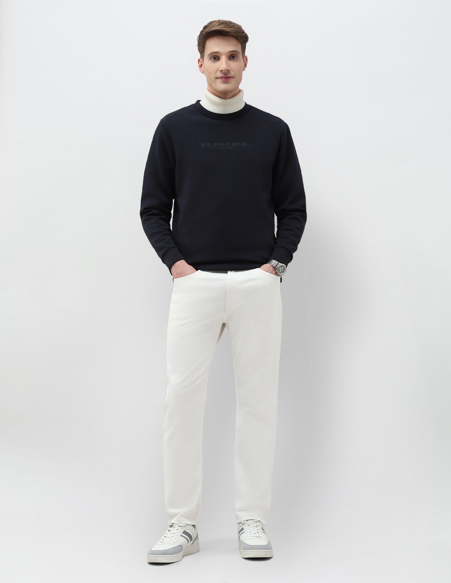 Solid Regular Fit Sweatshirt Navy - U.S. POLO ASSN. | Large