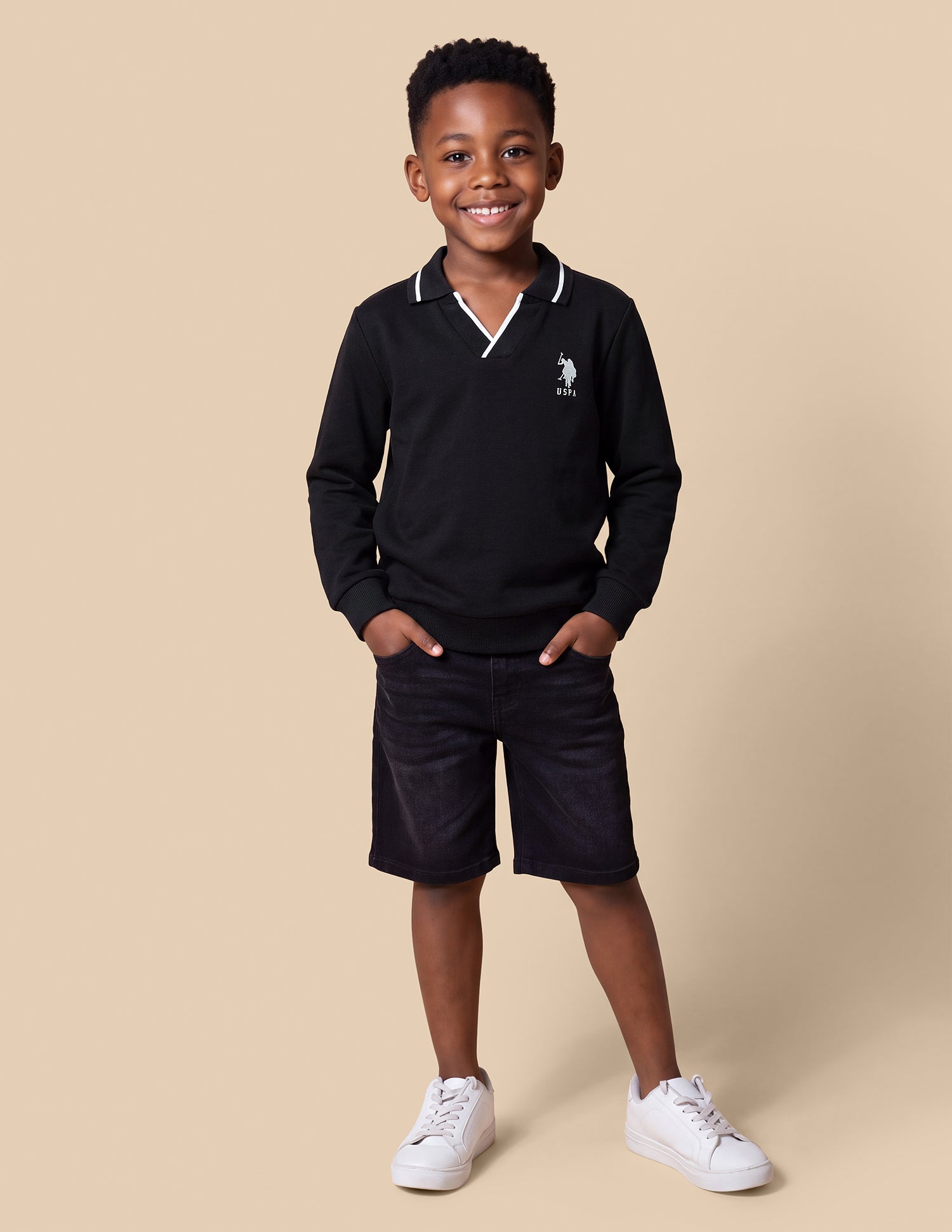 Solid Regular Fit Sweatshirt Black - U.S. Polo Assn. India | Large