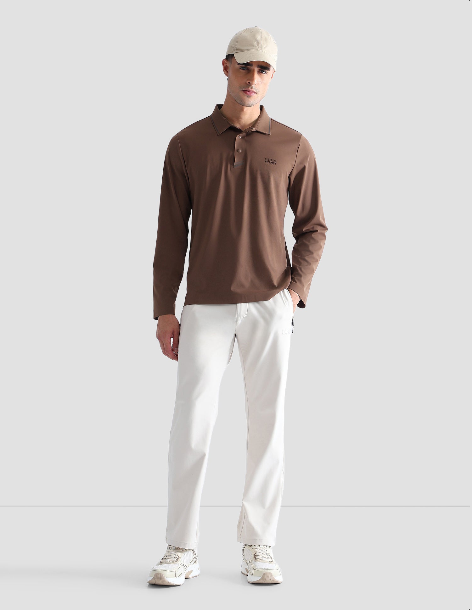 Solid Regular Fit Active Polo Shirt Brown - U.S. POLO ASSN. | Large