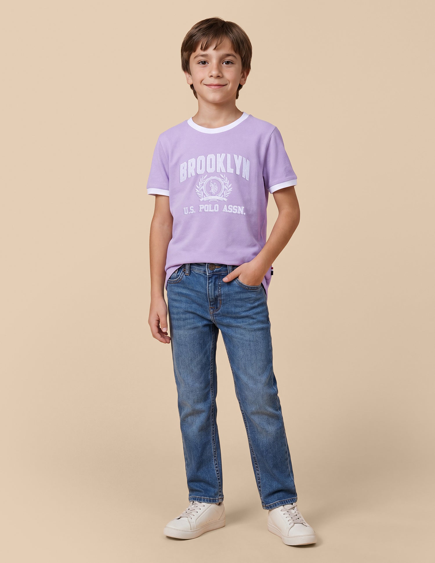 Typographic Brand Printed Regular Fit T-Shirt Purple - U.S. Polo Assn. India | Large