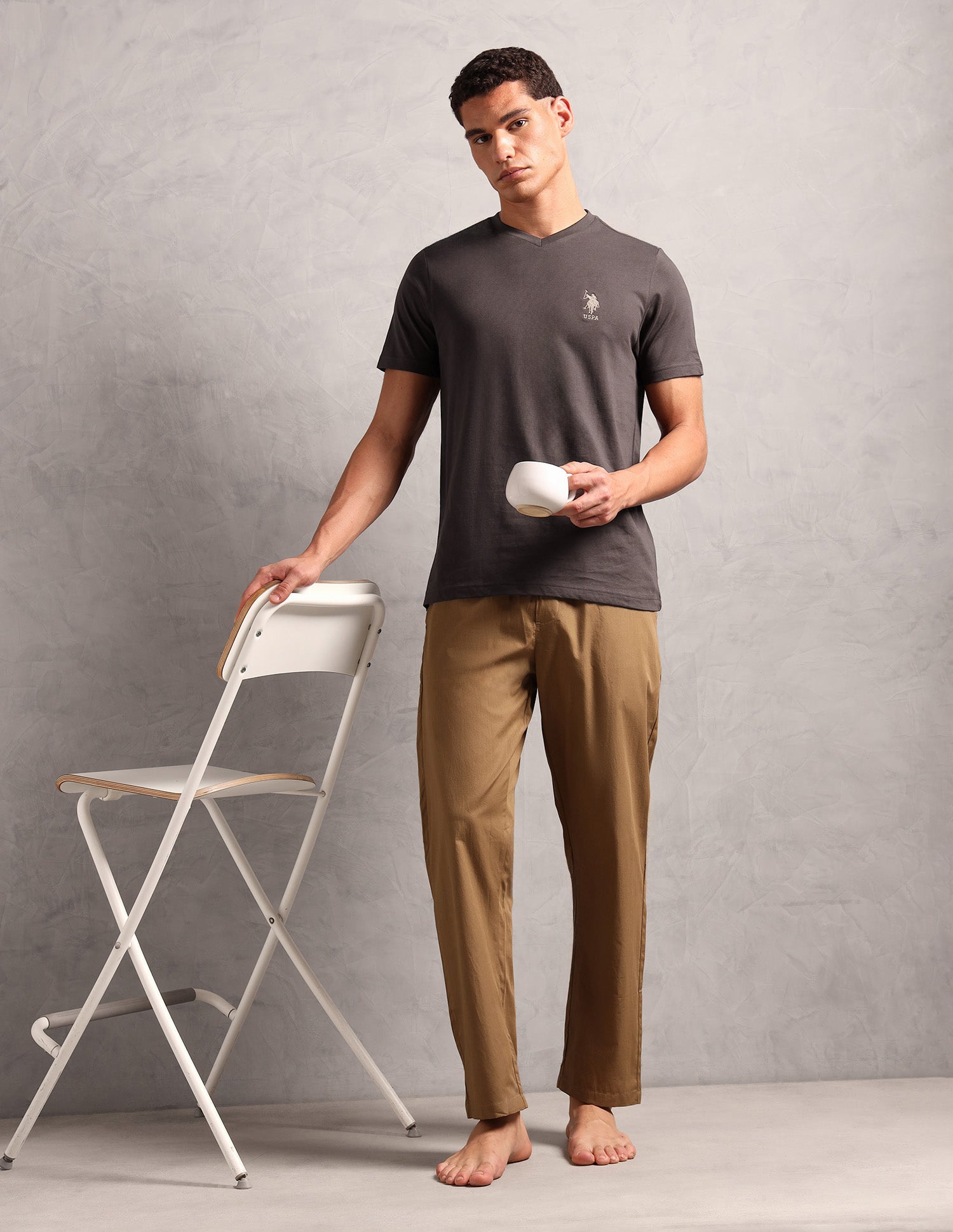 Breathable Comfort Fit I638 Lounge T-Shirt - Pack Of 1 Choco - U.S. POLO ASSN. | Large