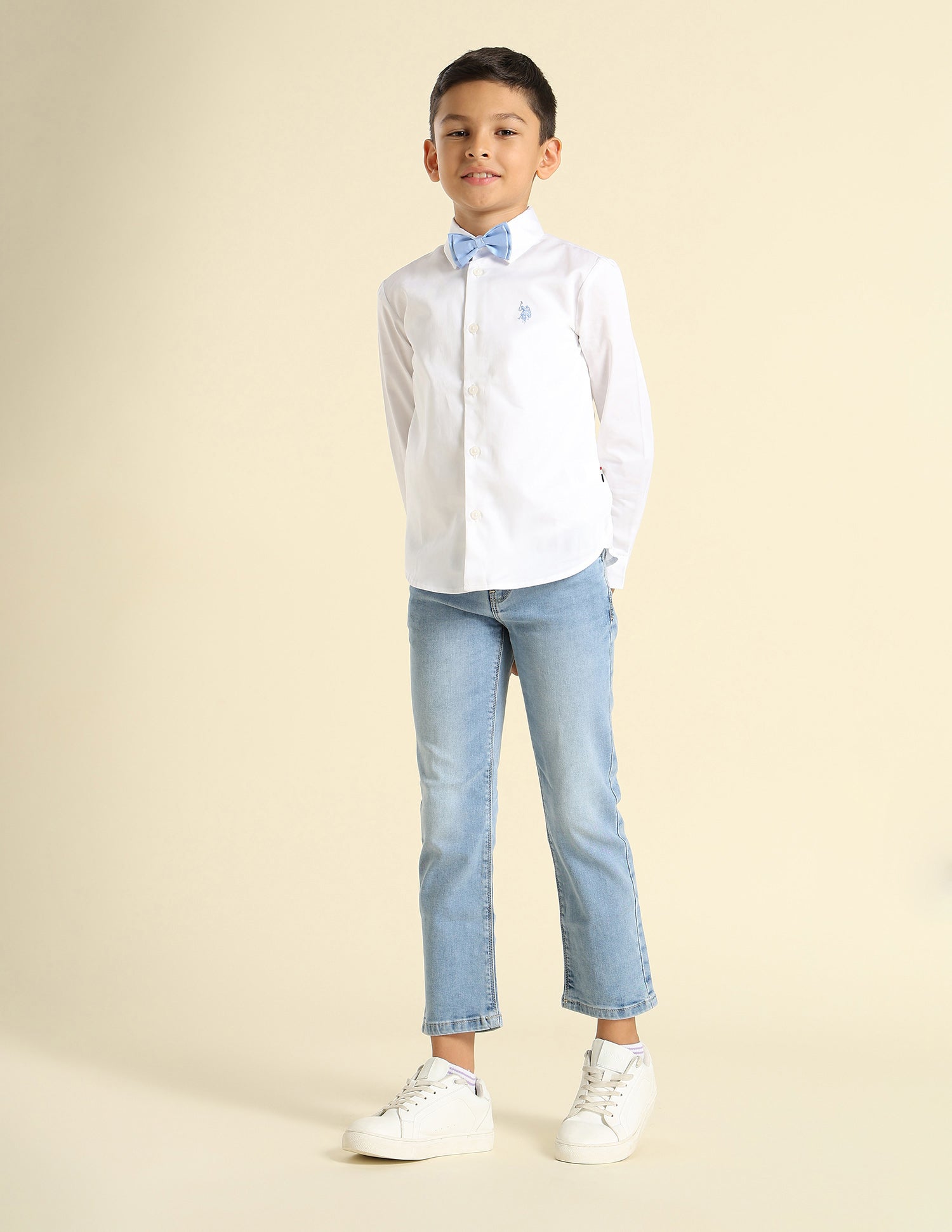 Boys Pure Cotton Satin Shirt White - U.S. POLO ASSN. | Large