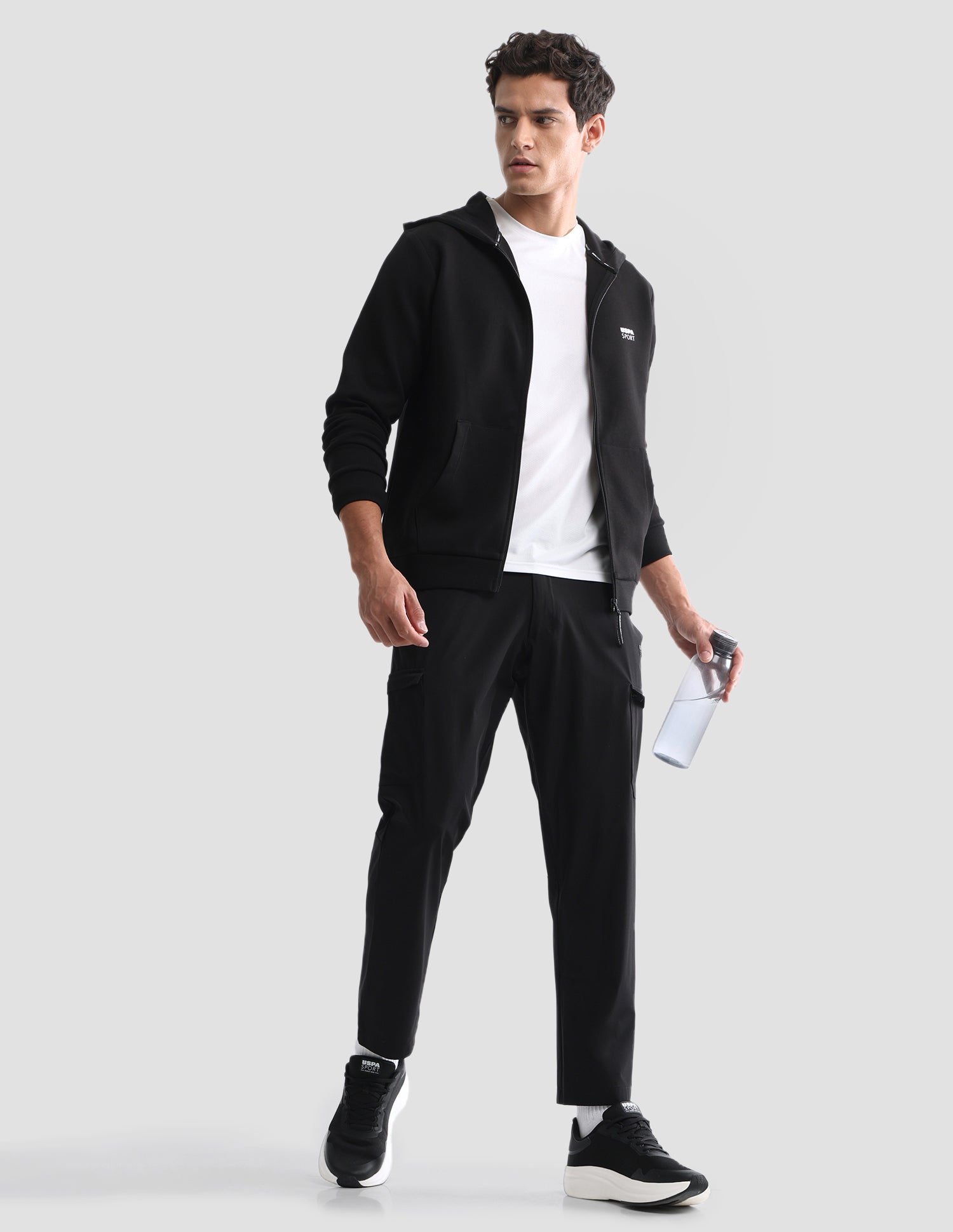 Solid Regular Fit Active Sweatshirt Black - U.S. Polo Assn. India | Large