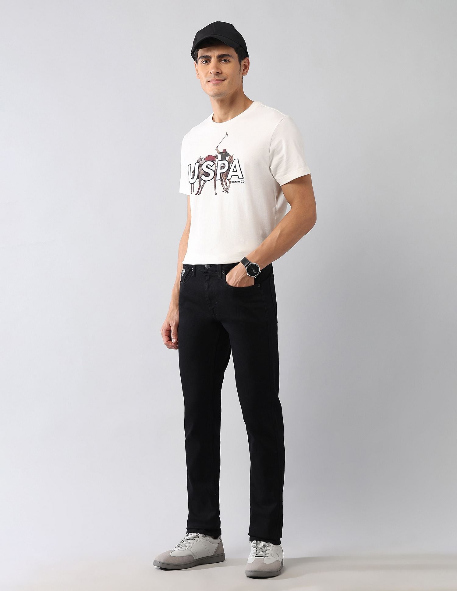 Regallo Skinny Fit Black Jeans Black - U.S. Polo Assn. India | Large