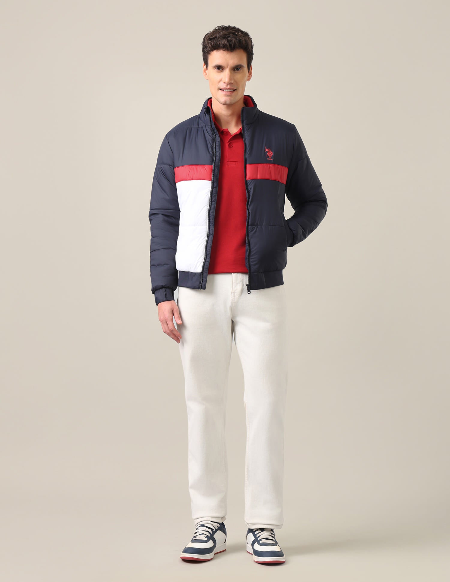 High Neck Colour Block Jacket Navy - U.S. Polo Assn. India | Large