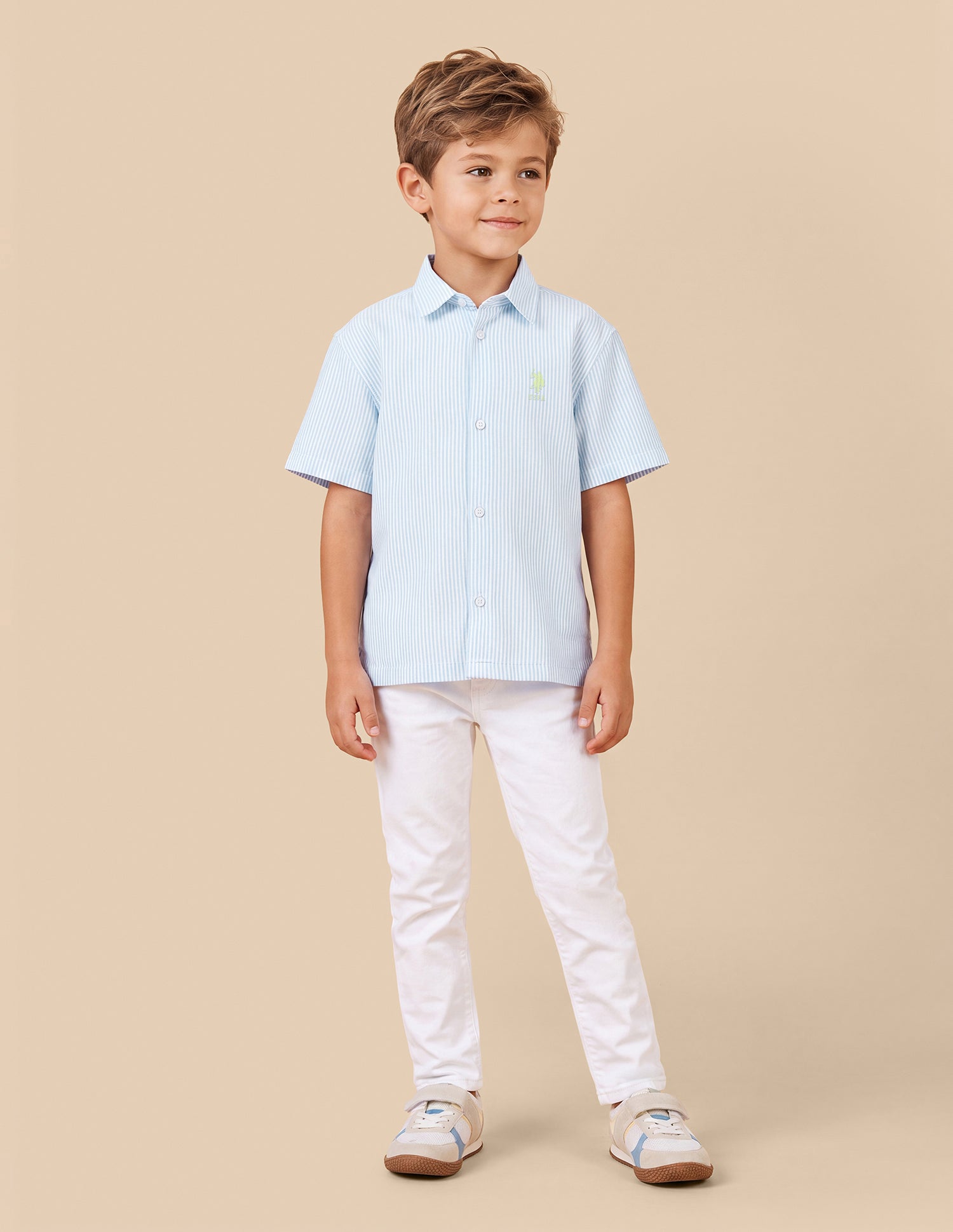 Vertical Striped Boxy Fit Shirt Light Blue - U.S. Polo Assn. India | Large
