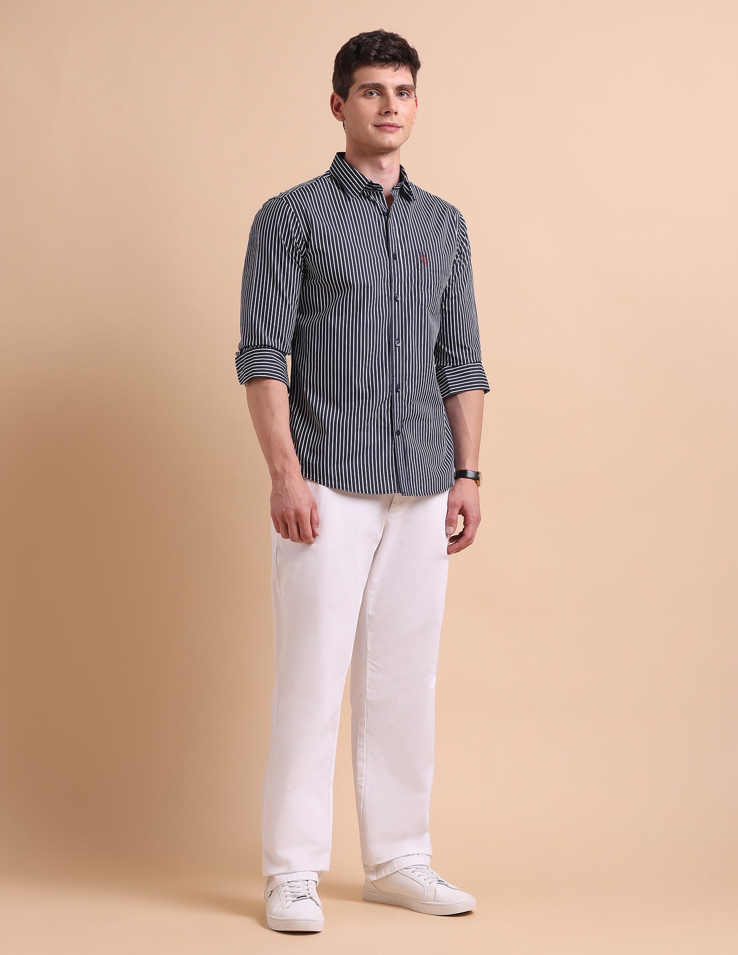 Vertical Striped Tailored Fit Shirt Navy - U.S. POLO ASSN. | Large