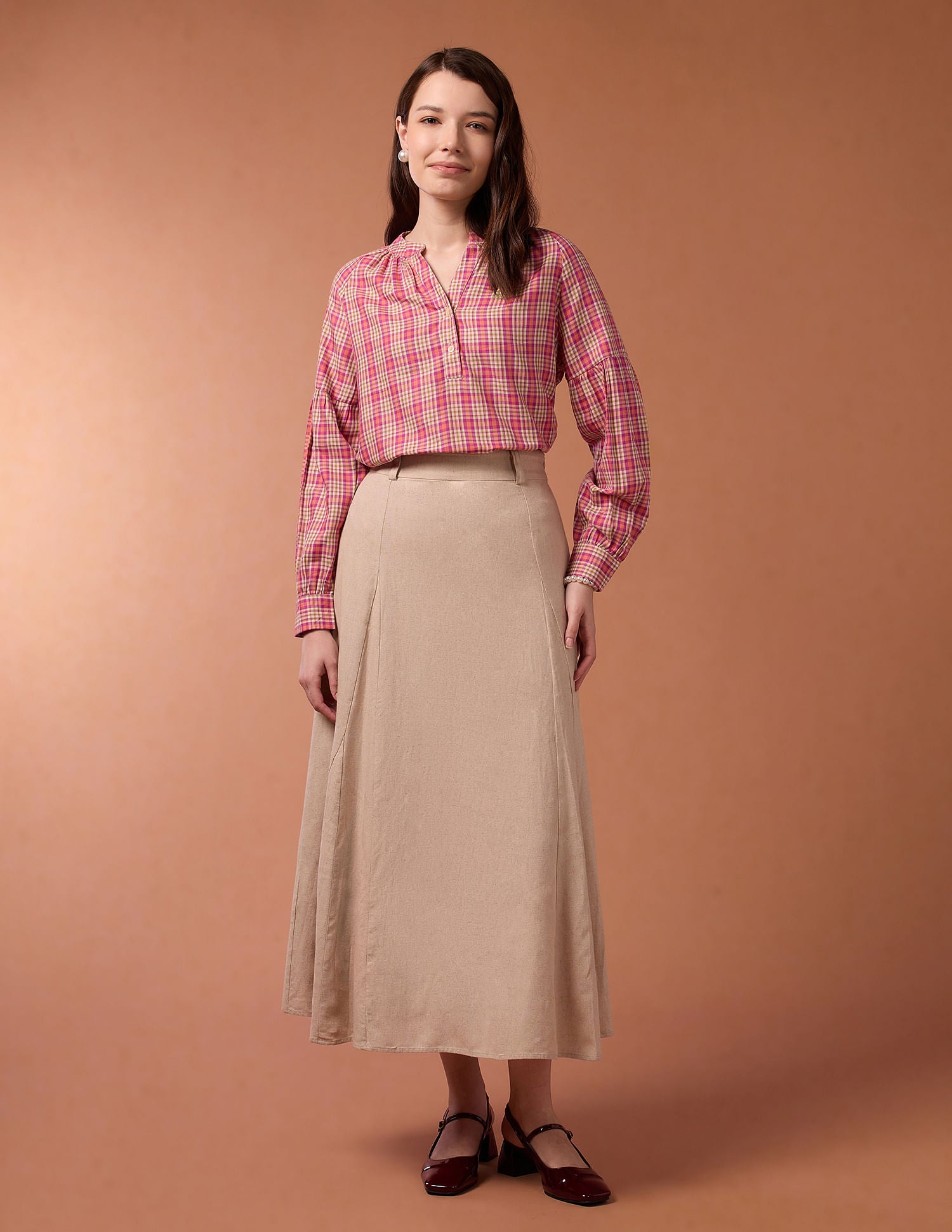 Blouson Sleeve Checked Top Multicolour - U.S. POLO ASSN. | Large