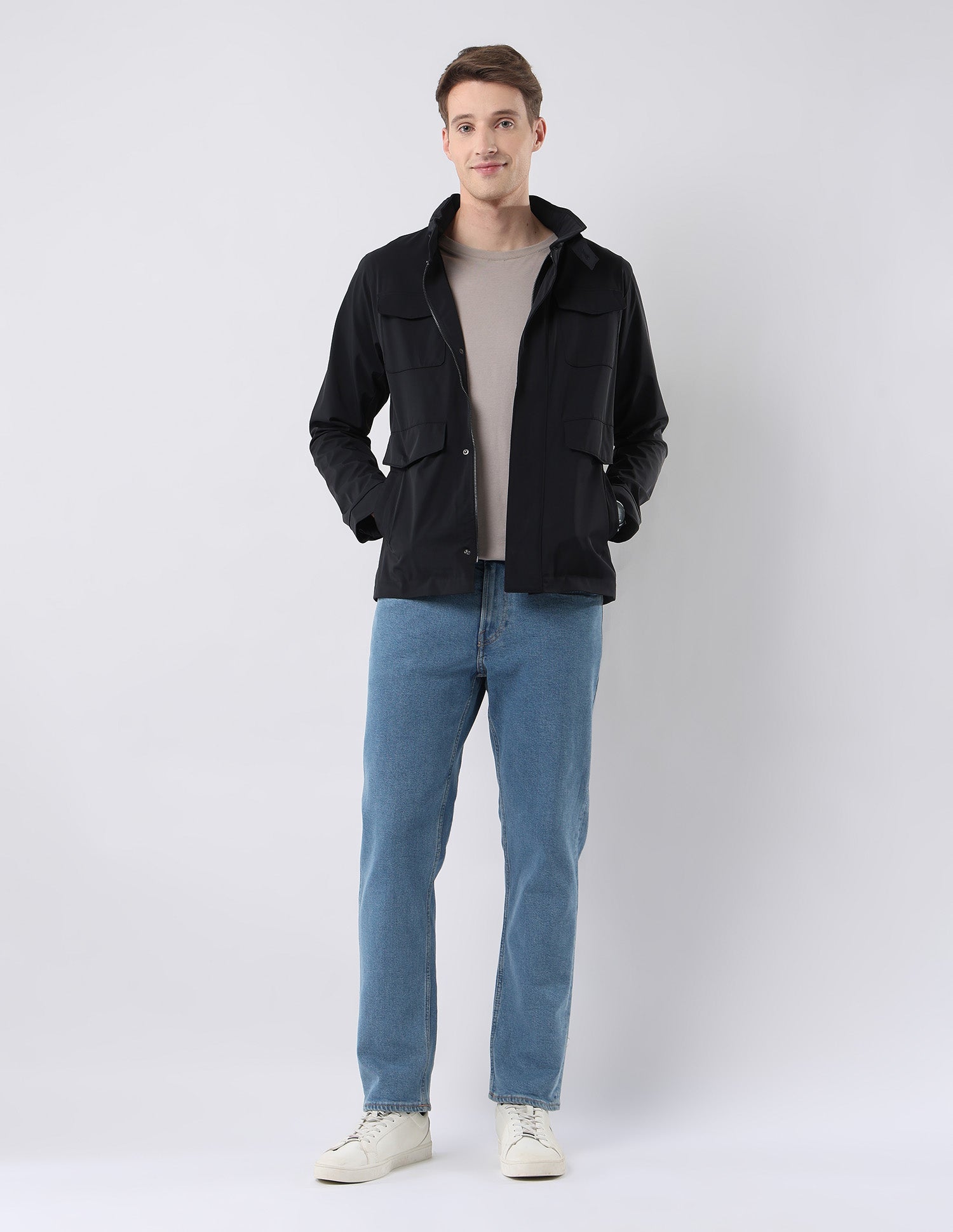 Solid Regular Fit Detachable Hood Jacket Navy - U.S. Polo Assn. India | Large