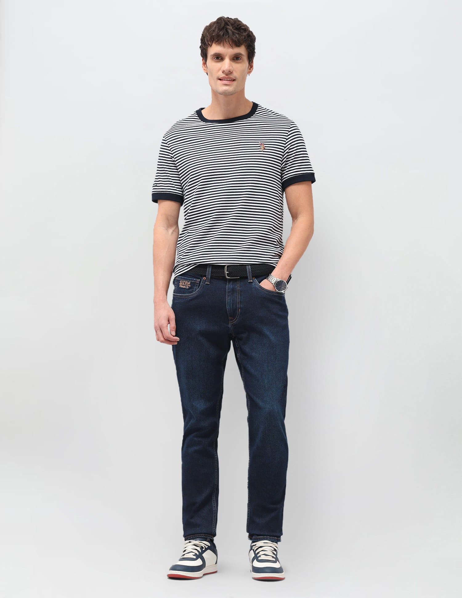 Solid Slim Fit Jeans Blue - U.S. Polo Assn. India | Large