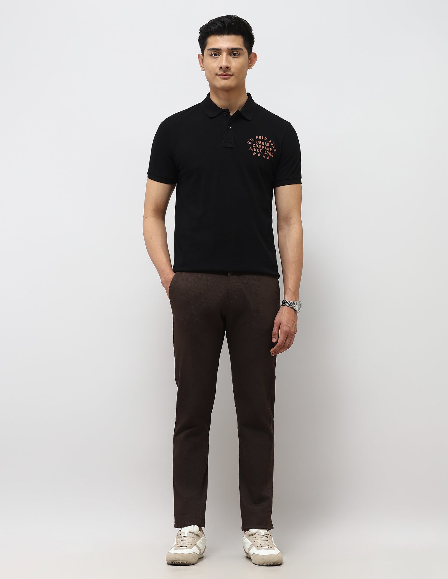 Brand Embossed Muscle Fit Polo Shirt Black - U.S. Polo Assn. India | Large
