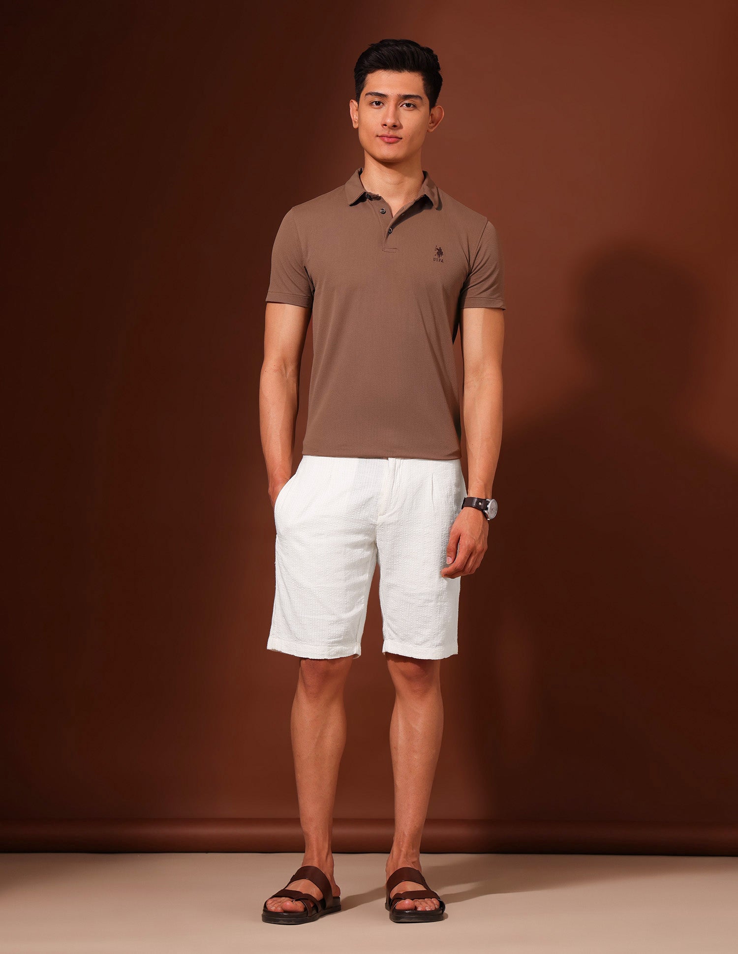 Textured Working Holiday Shorts White - U.S. Polo Assn. India | Large