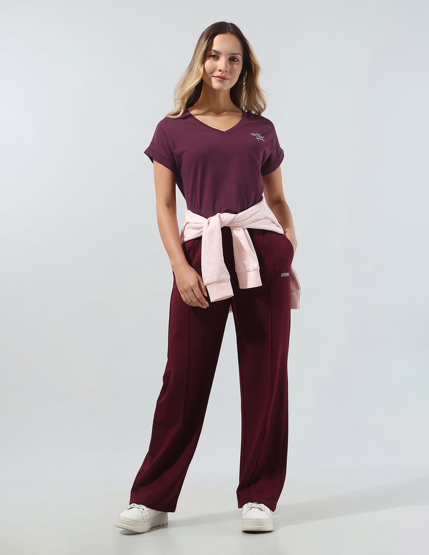 Solid Regular Fit T-Shirt Wine - U.S. Polo Assn. India | Large