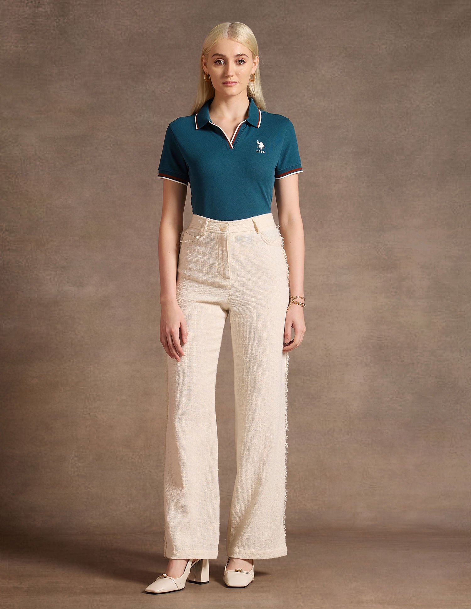 Tipped Collar Solid Polo Shirt Teal - U.S. POLO ASSN. | Large