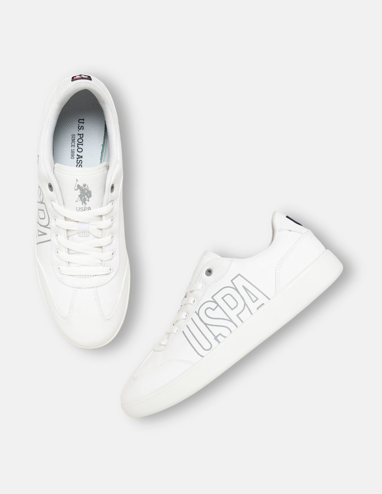 Men Brand Printed Hover Sneakers White - U.S. Polo Assn. India | Large
