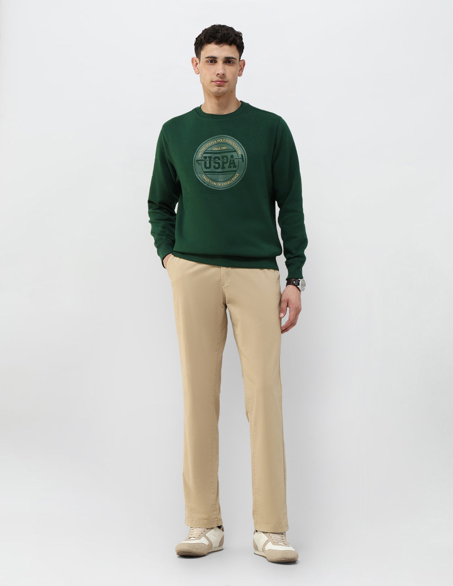 Brand Printed Regular Fit Sweatshirt Dark Green - U.S. POLO ASSN. | Large