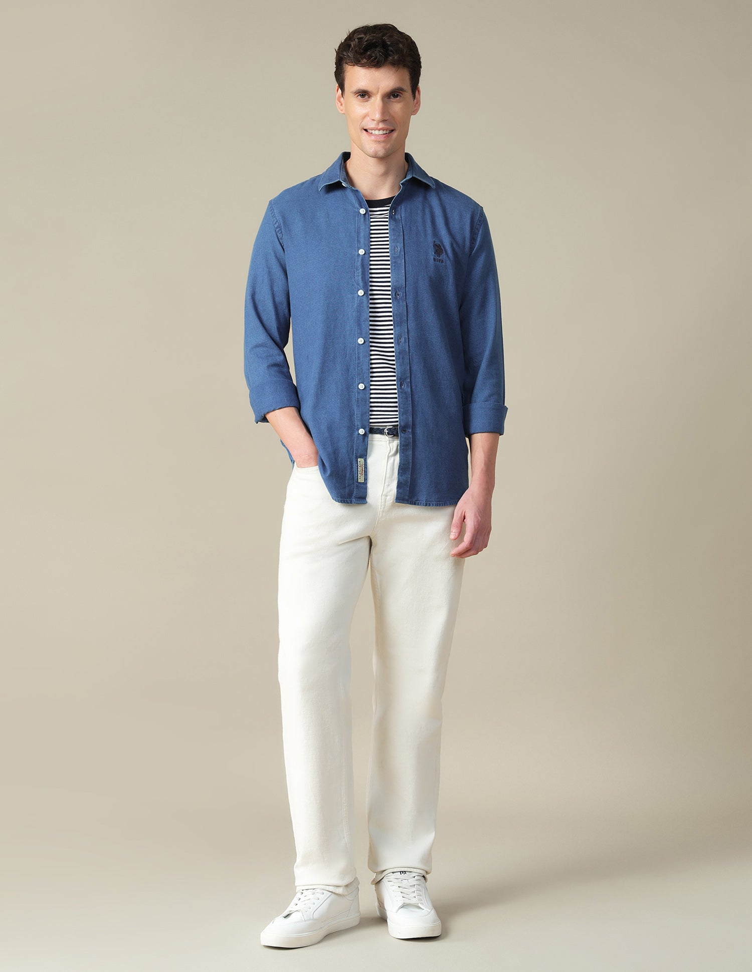 Twill Regular Fit Shirt Indigo - U.S. Polo Assn. India | Large
