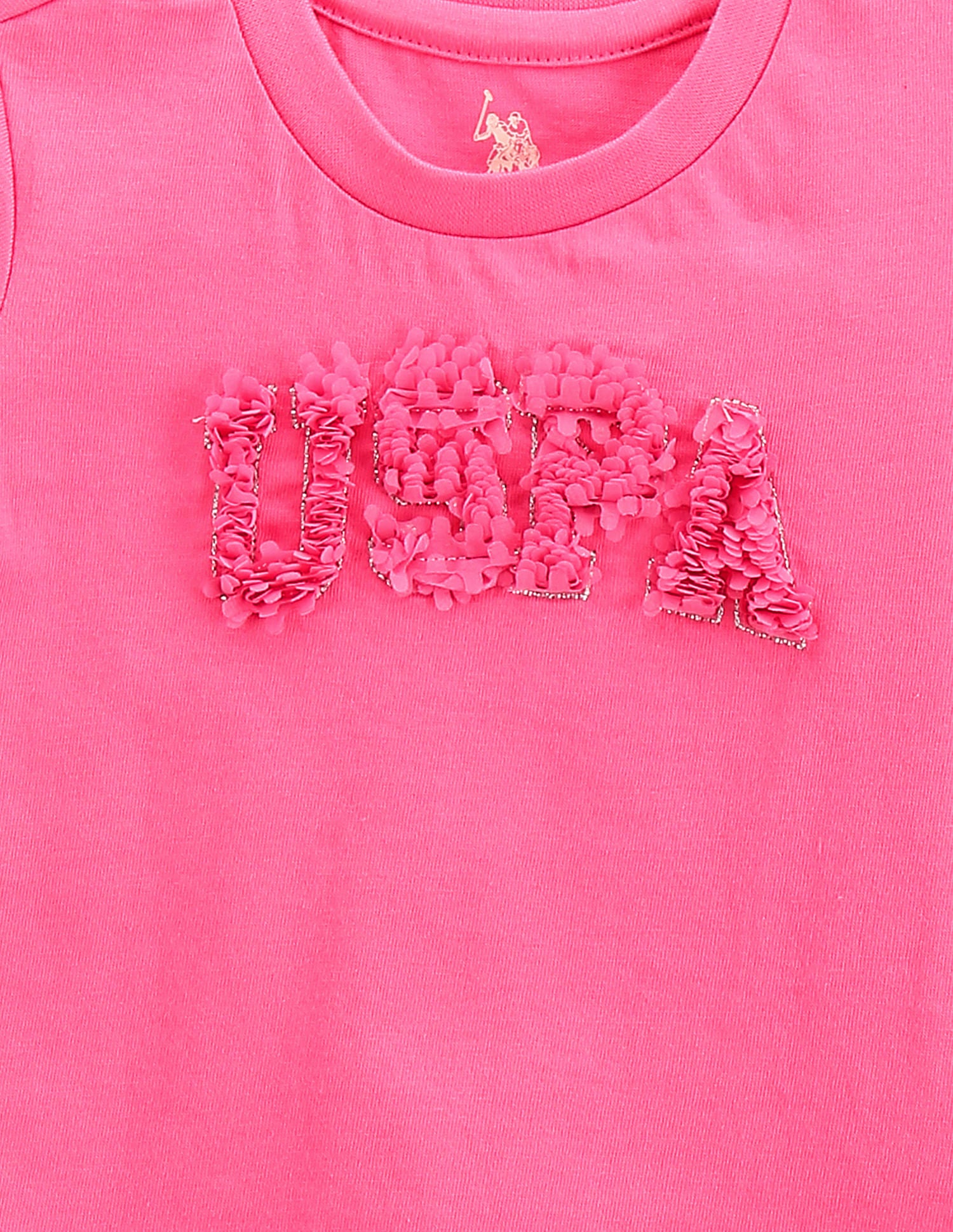 Girls Petal Logo Cotton T-Shirt Pink - U.S. Polo Assn. India | Large