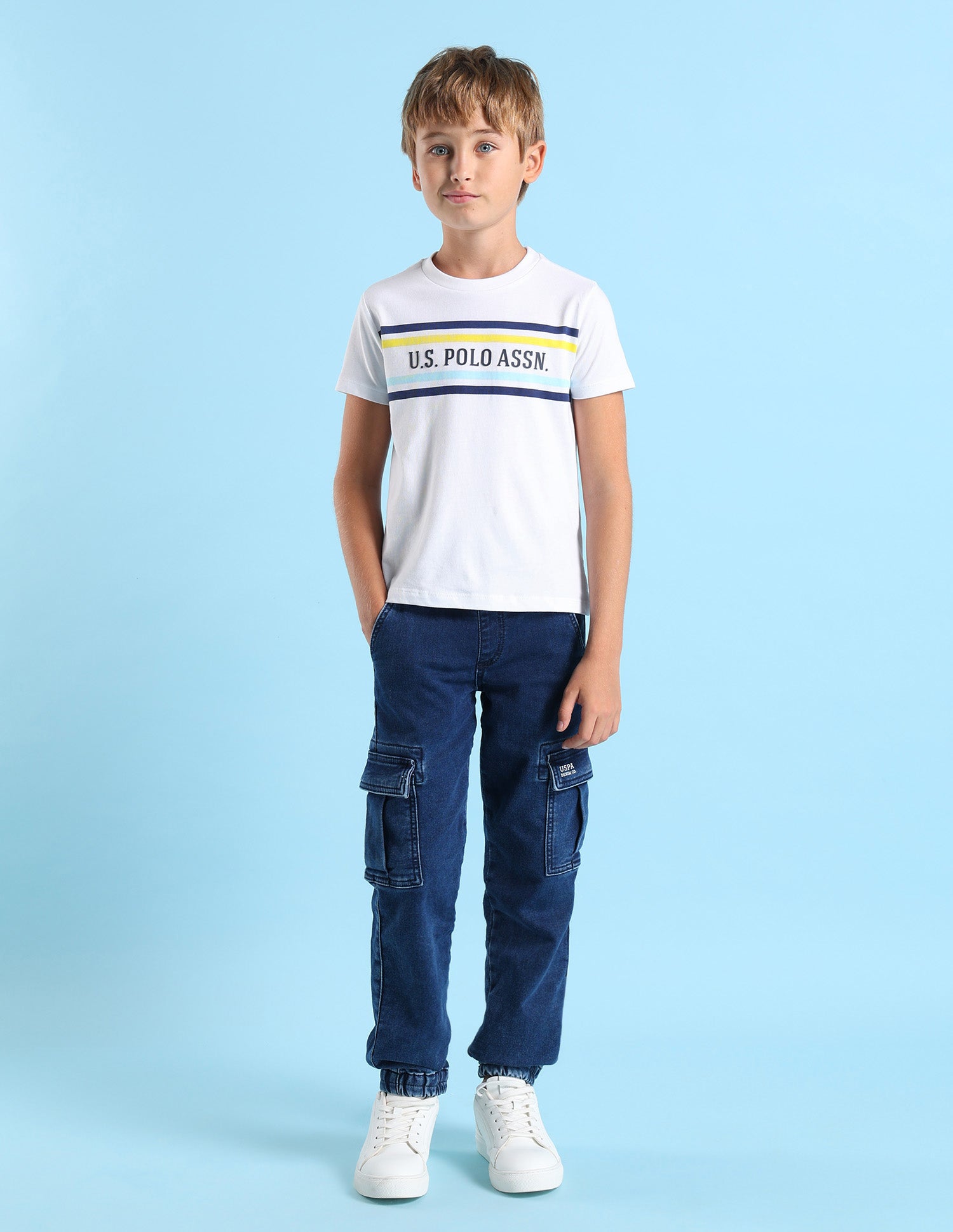 Boys Brand Printed Regular Fit T-Shirt White - U.S. POLO ASSN. | Large