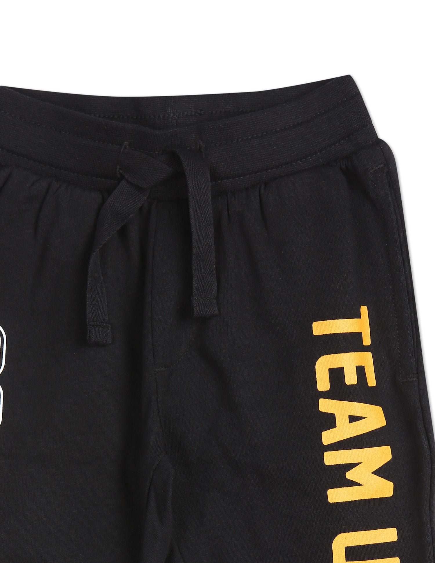 Boys Black Mid Rise Brand Print Joggers Black - U.S. Polo Assn. India | Large