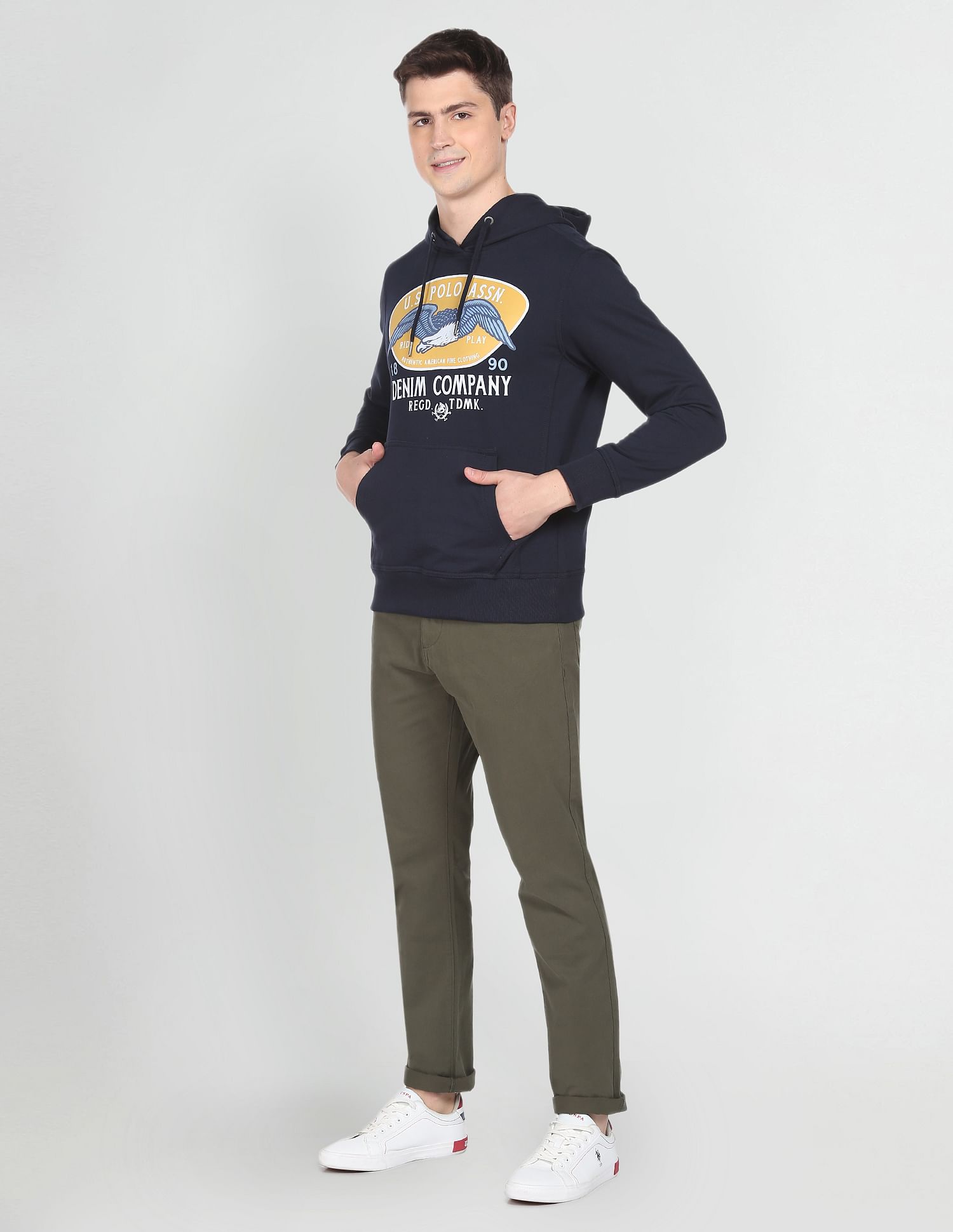 Hooded Graphic Print Sweatshirt Navy - U.S. Polo Assn. India | Large