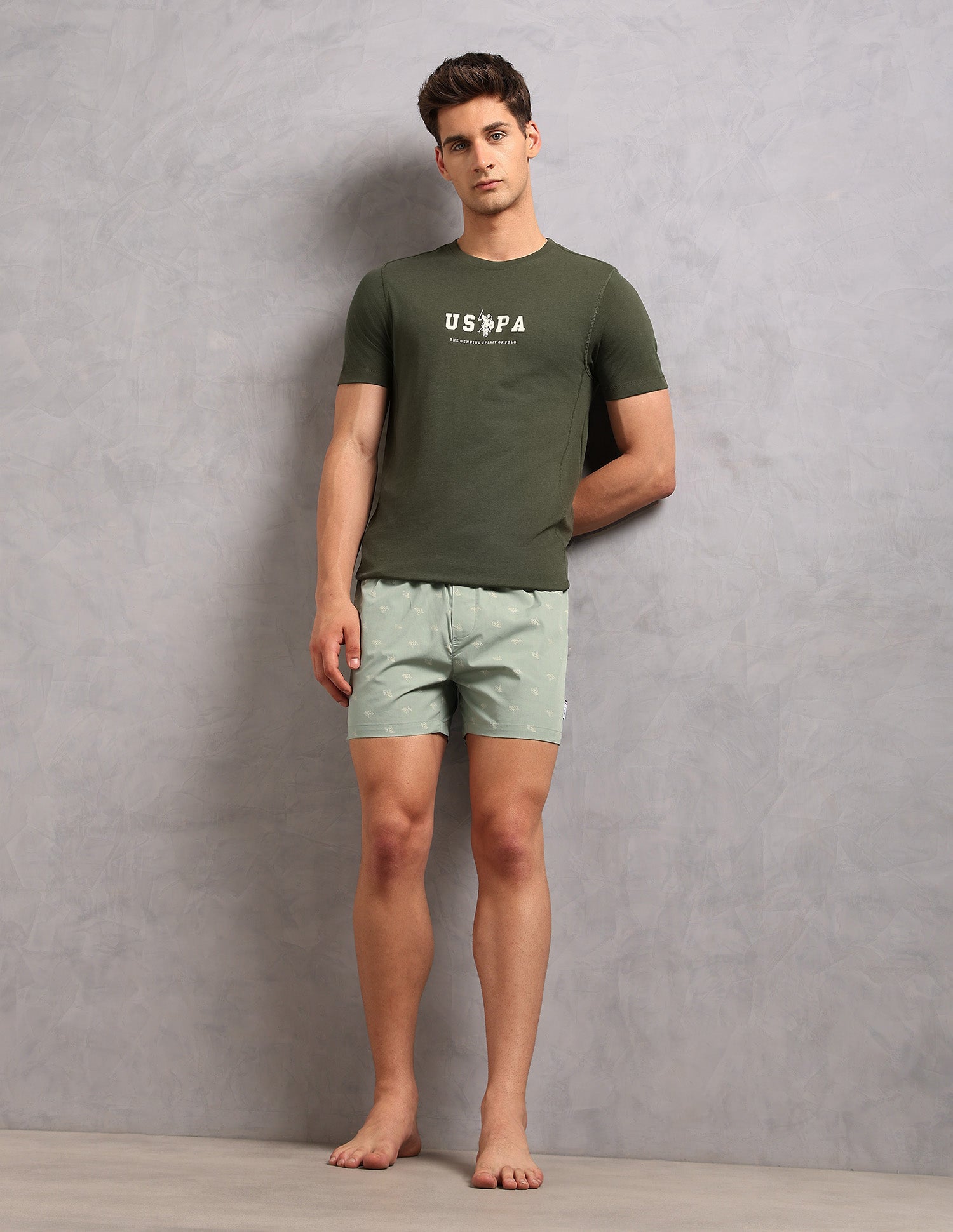 Printed Cotton OEX12 Boxers - Pack Of 1 Light Green - U.S. Polo Assn. India | Large