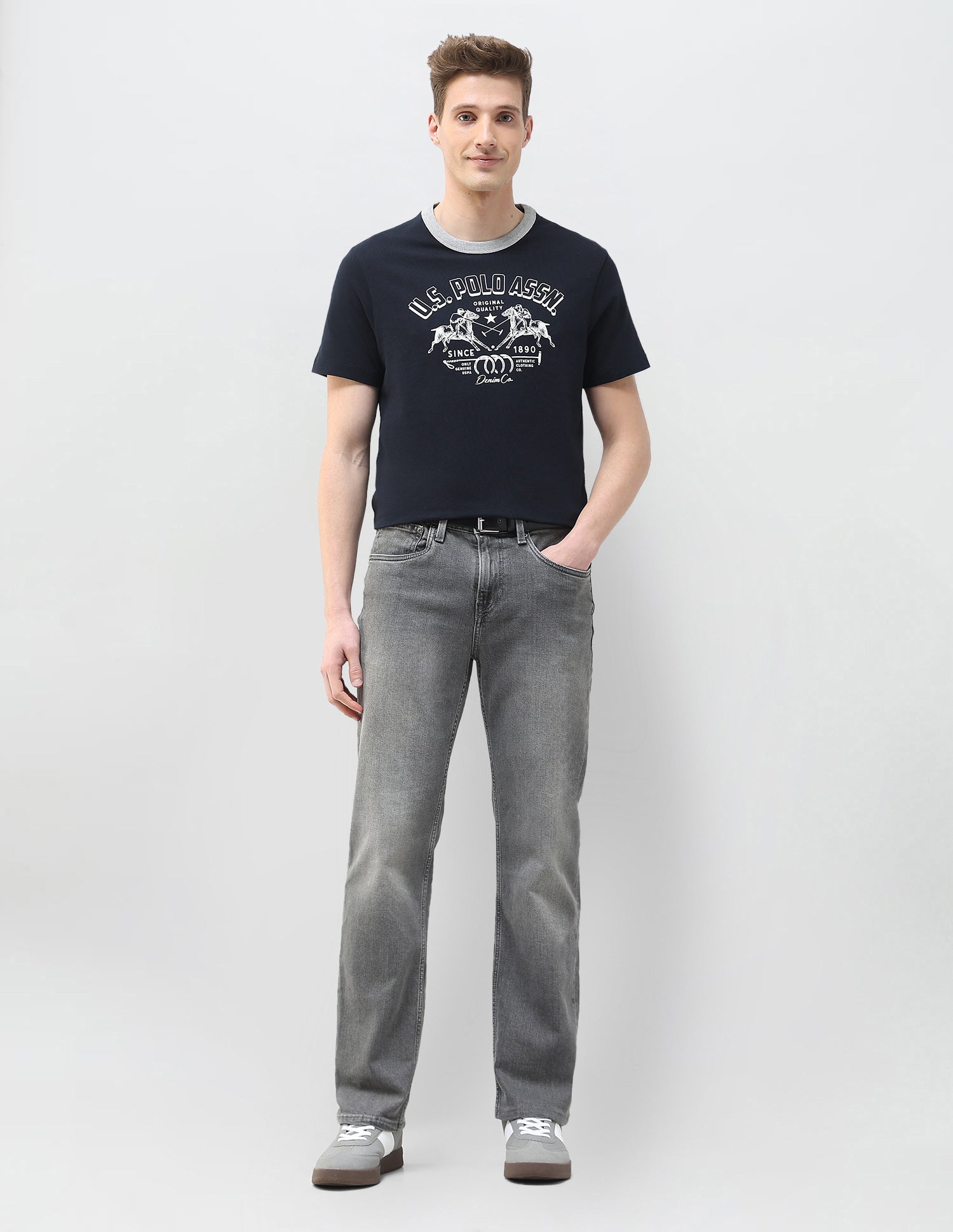 Graphic Brand Printed Motel On The Coast T-Shirt Navy - U.S. Polo Assn. India | Large