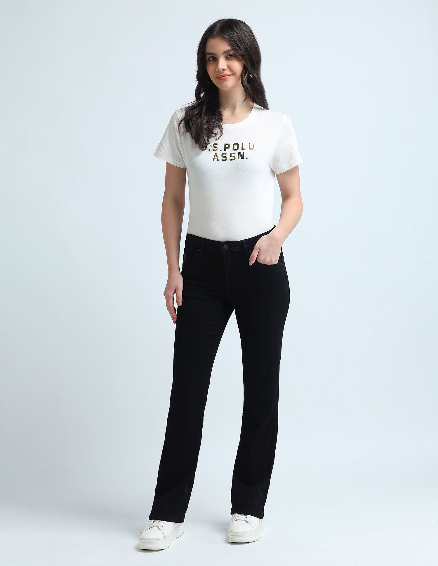 Skinny Bootcut Fit Black Jeans Black - U.S. Polo Assn. India | Large