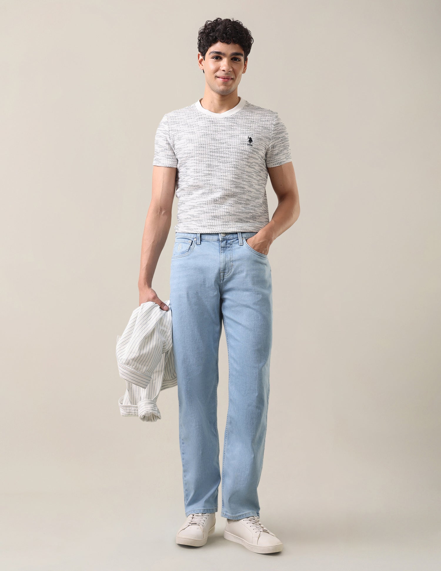 Shawn Relaxed Fit Blue Jeans Light Indigo - U.S. Polo Assn. India | Large