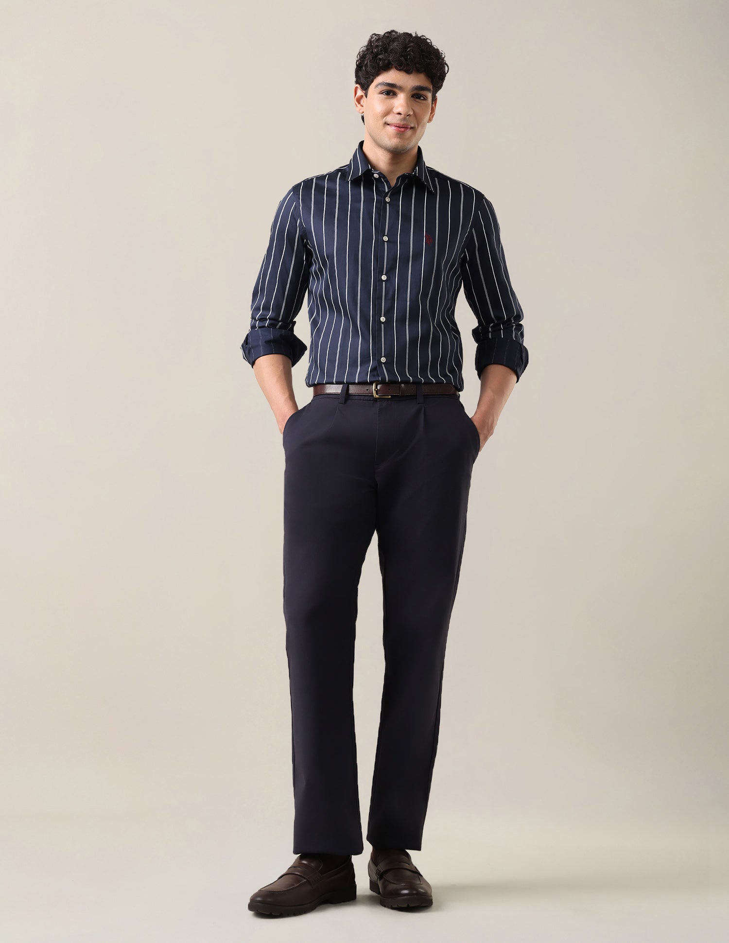 Satin Vertical Striped Shirt Navy - U.S. Polo Assn. India | Large