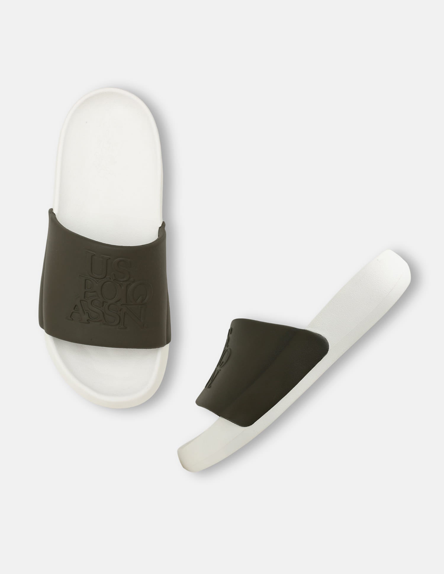 Brand Embossed Luna Sliders Off White - U.S. Polo Assn. India | Large