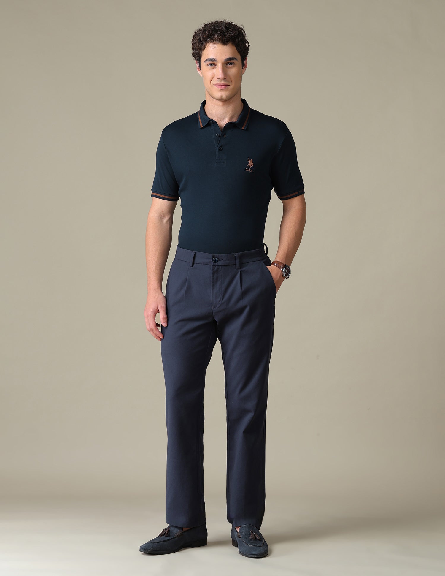 Solid Regular Fit Polo Shirt Navy - U.S. Polo Assn. India | Large