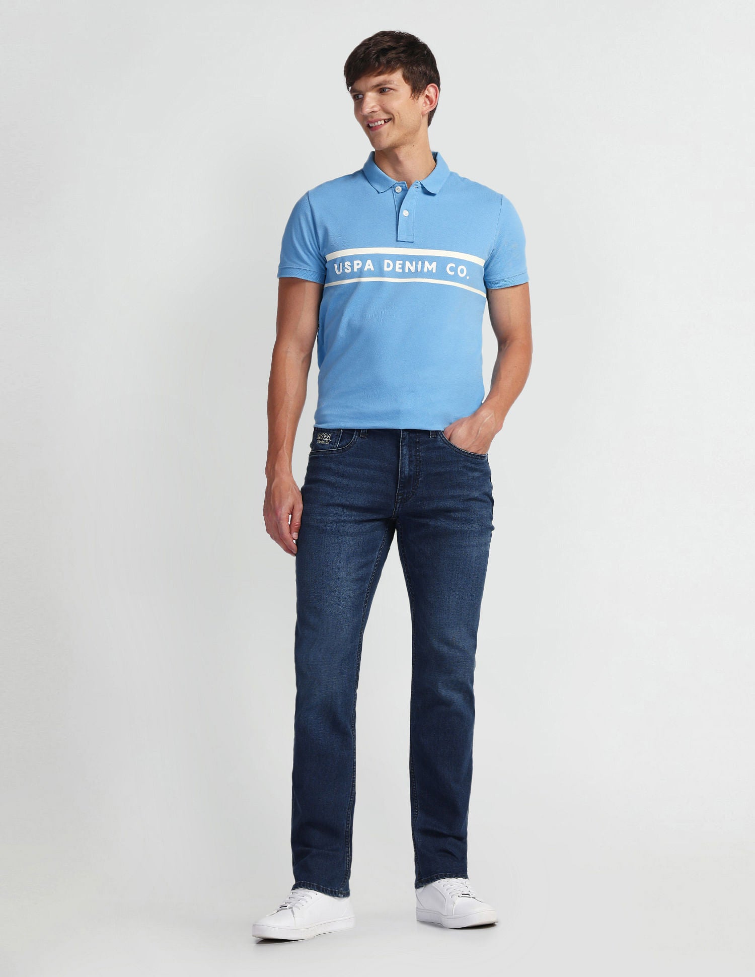 Harold Slim Straight Fit Blue Jeans Dark Blue - U.S. Polo Assn. India | Large