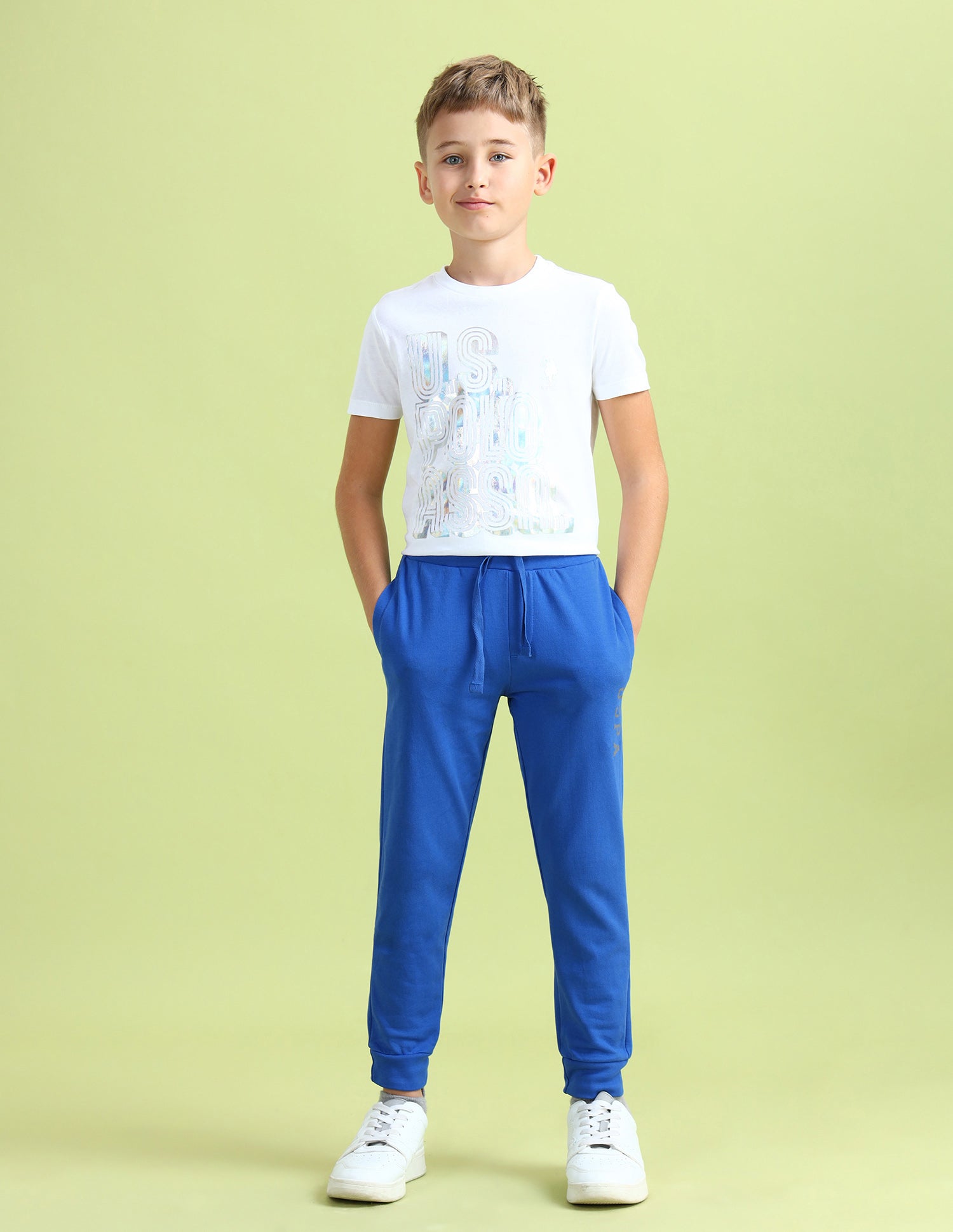 Boys Solid Regular Fit Joggers Blue - U.S. POLO ASSN. | Large