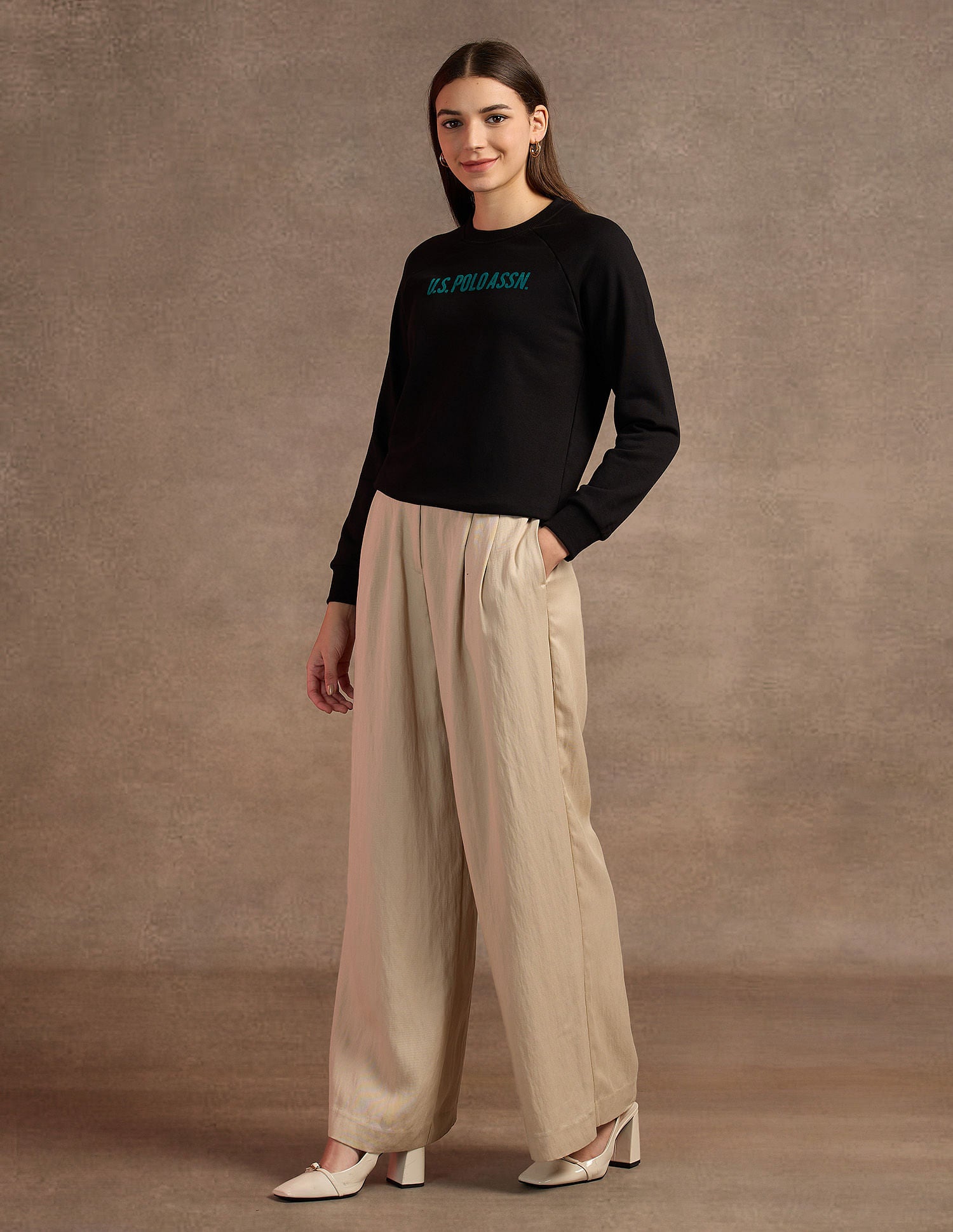 Raglan Sleeve Foil Print Sweatshirt Black - U.S. POLO ASSN. | Large