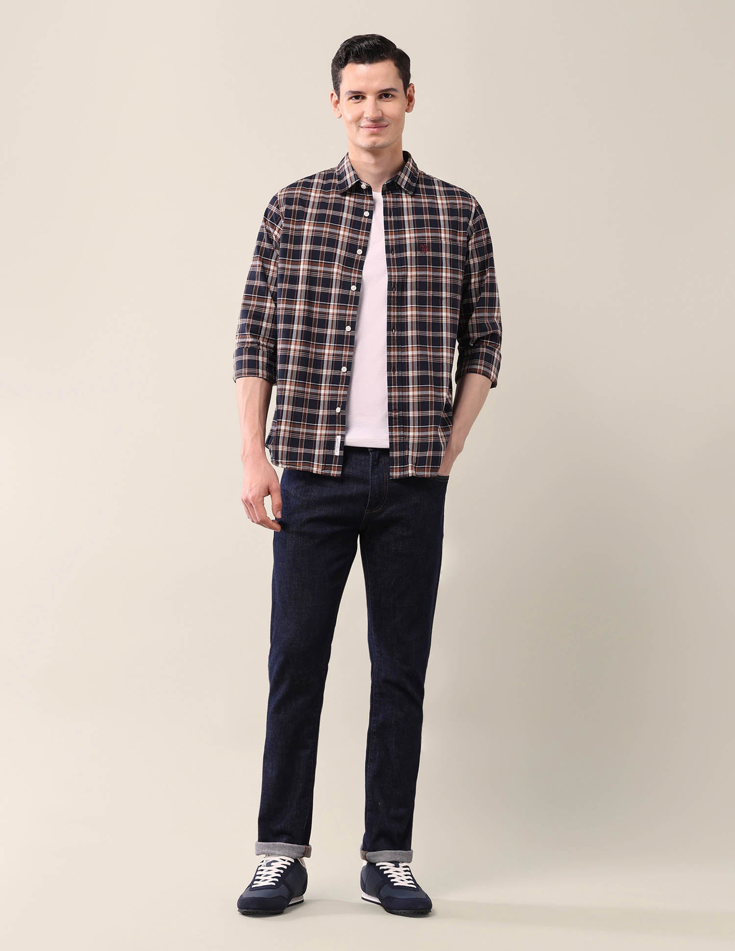 Grid Tattersall Checked Tailored Fit Shirt Navy - U.S. POLO ASSN. | Large