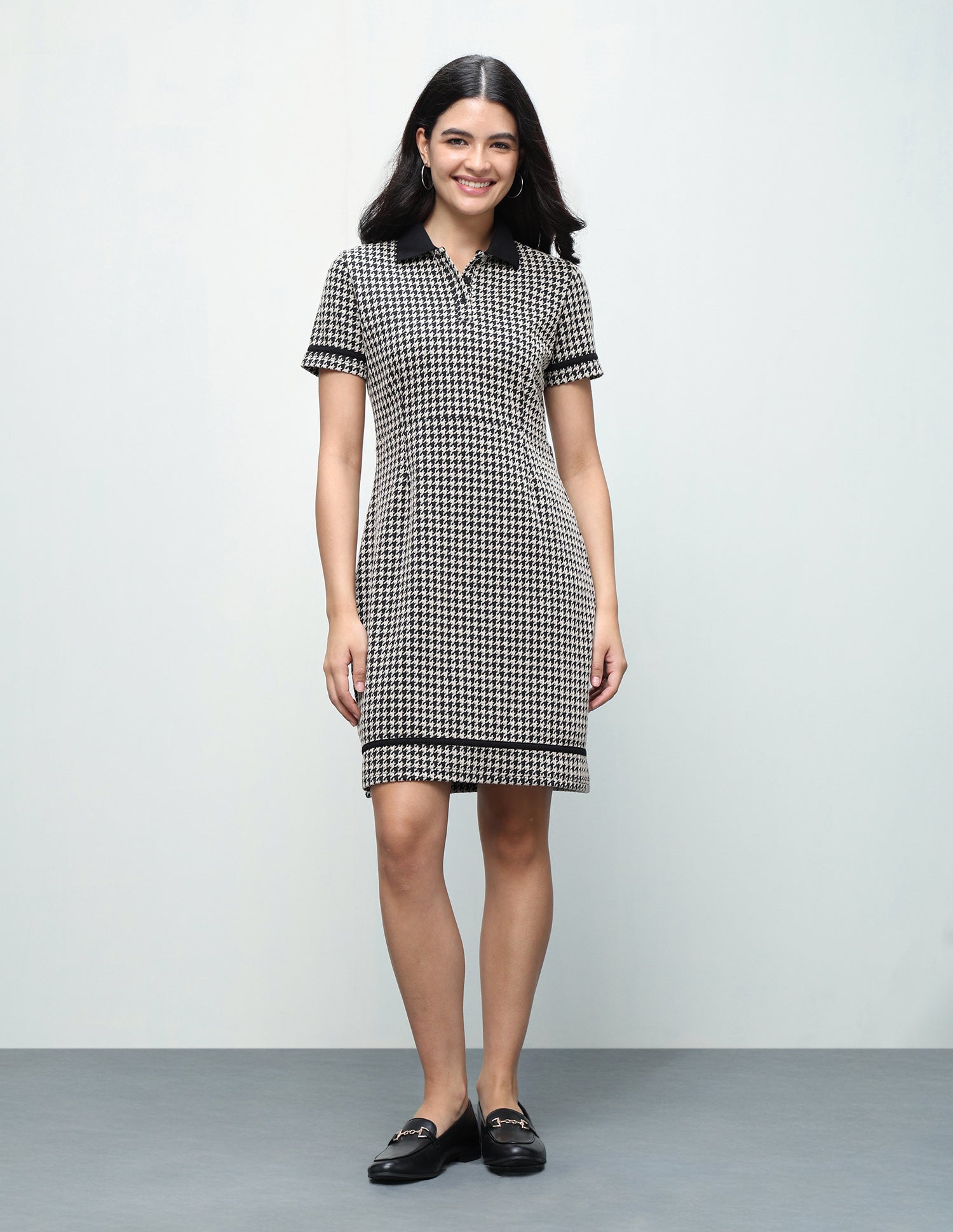 Houndstooth Bodycon Polo Shirt Dress Multicolour - U.S. Polo Assn. India | Large