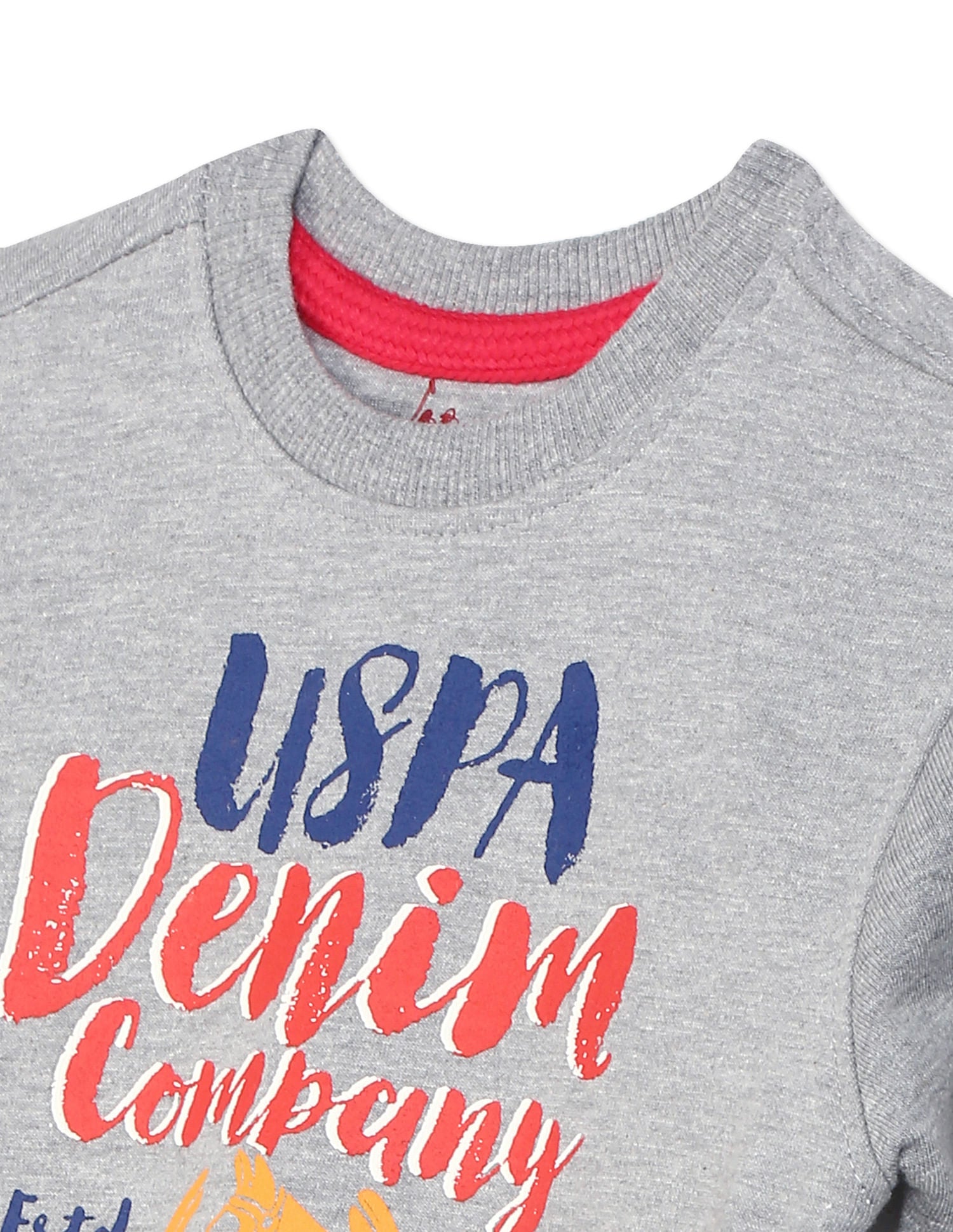 Crew Neck Brand Print Sweatshirt Grey - U.S. POLO ASSN. | Large