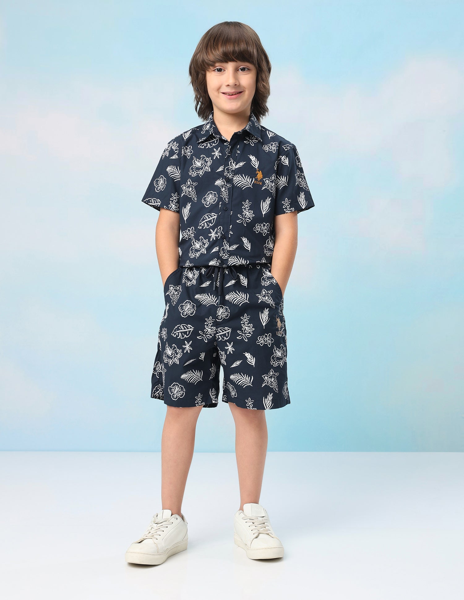 Floral Printed Slim Fit Shorts Navy - U.S. Polo Assn. India | Large