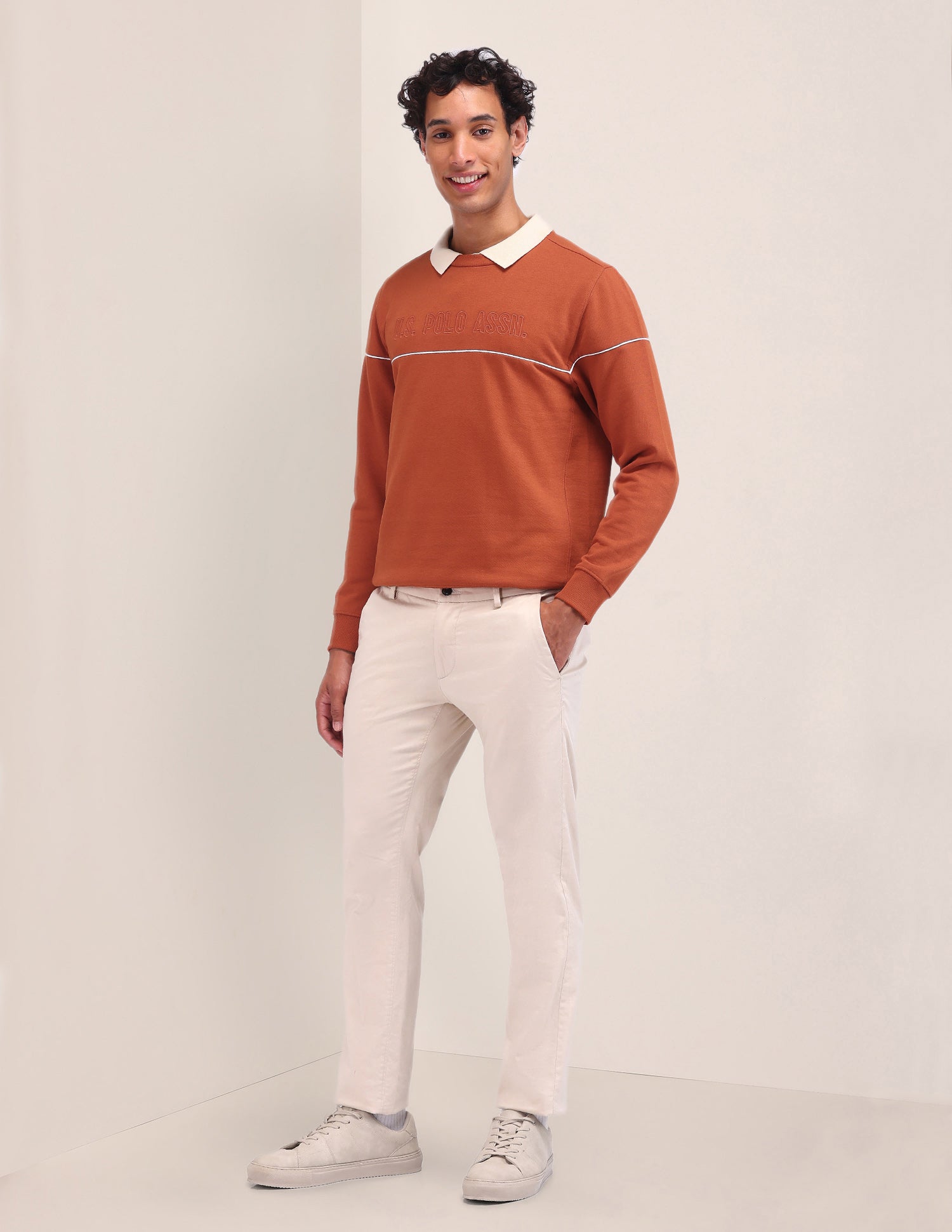 Brand Printed Regular Fit Sweatshirt Rust - U.S. POLO ASSN. | Large