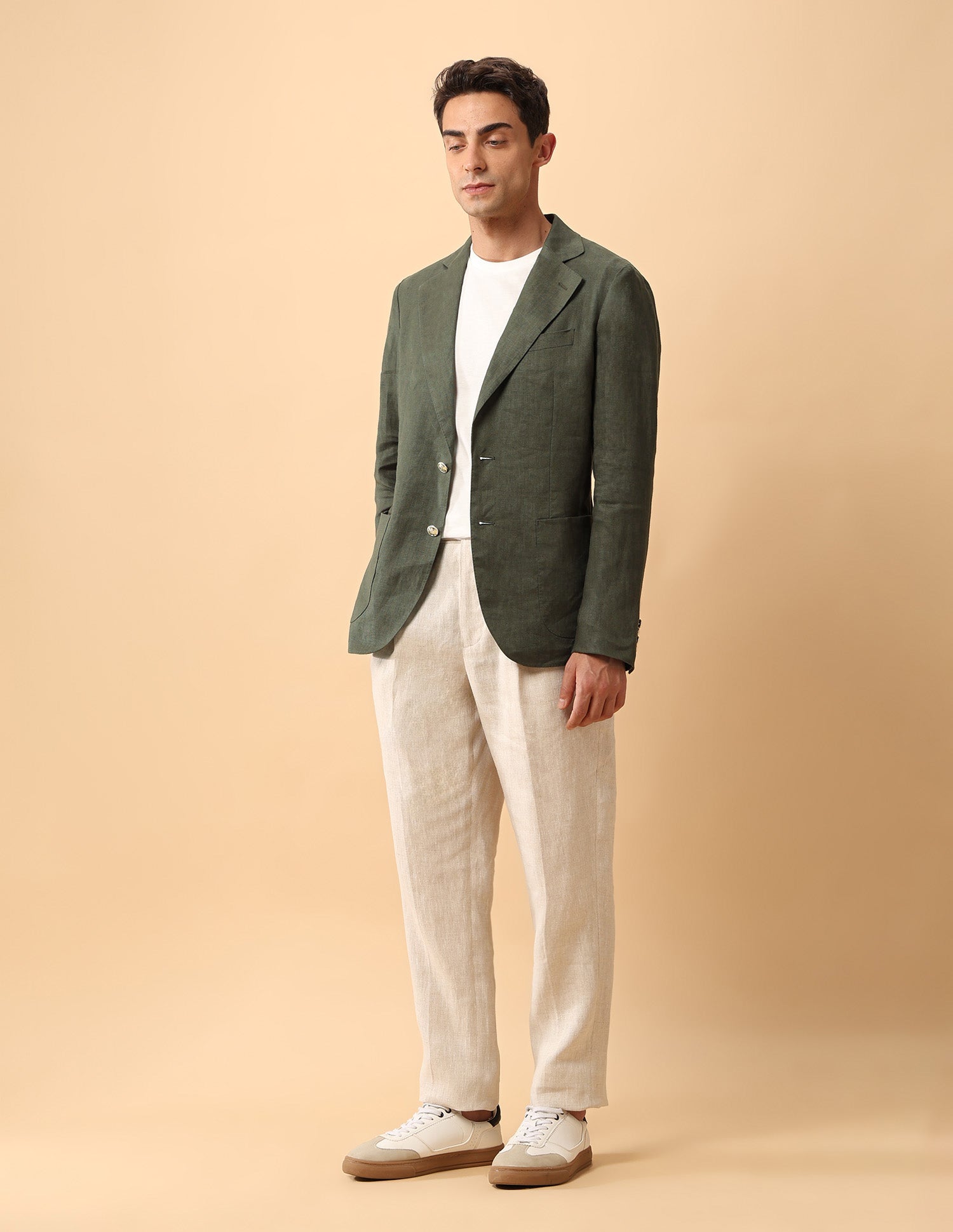 Pacho X Pure Linen Slim Fit Blazer Olive - U.S. POLO ASSN. | Large