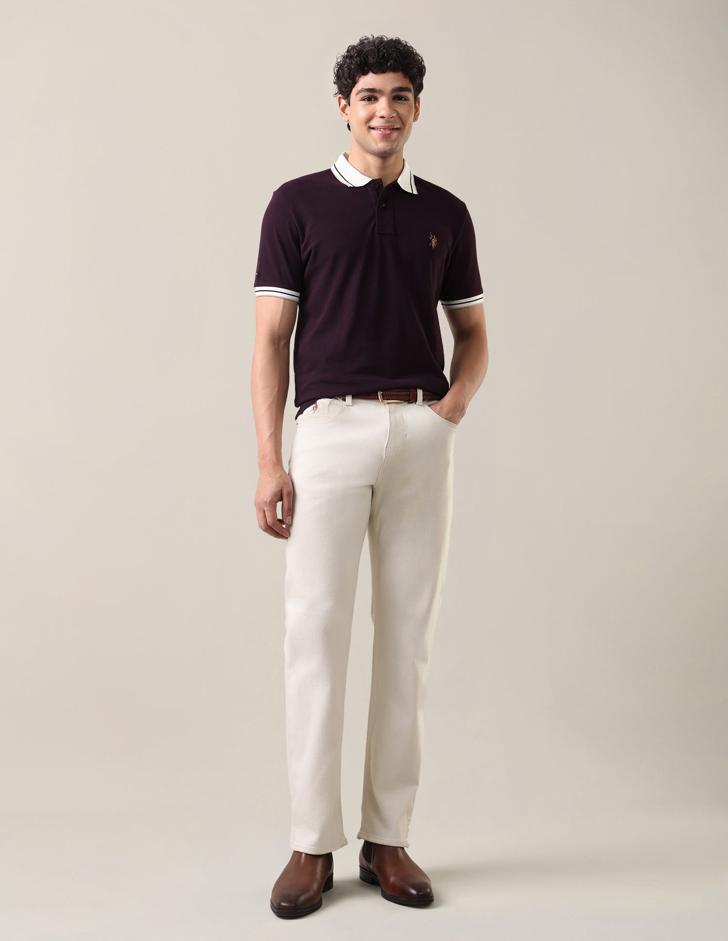 Solid Slim Fit Polo Shirt Purple - U.S. Polo Assn. India | Large