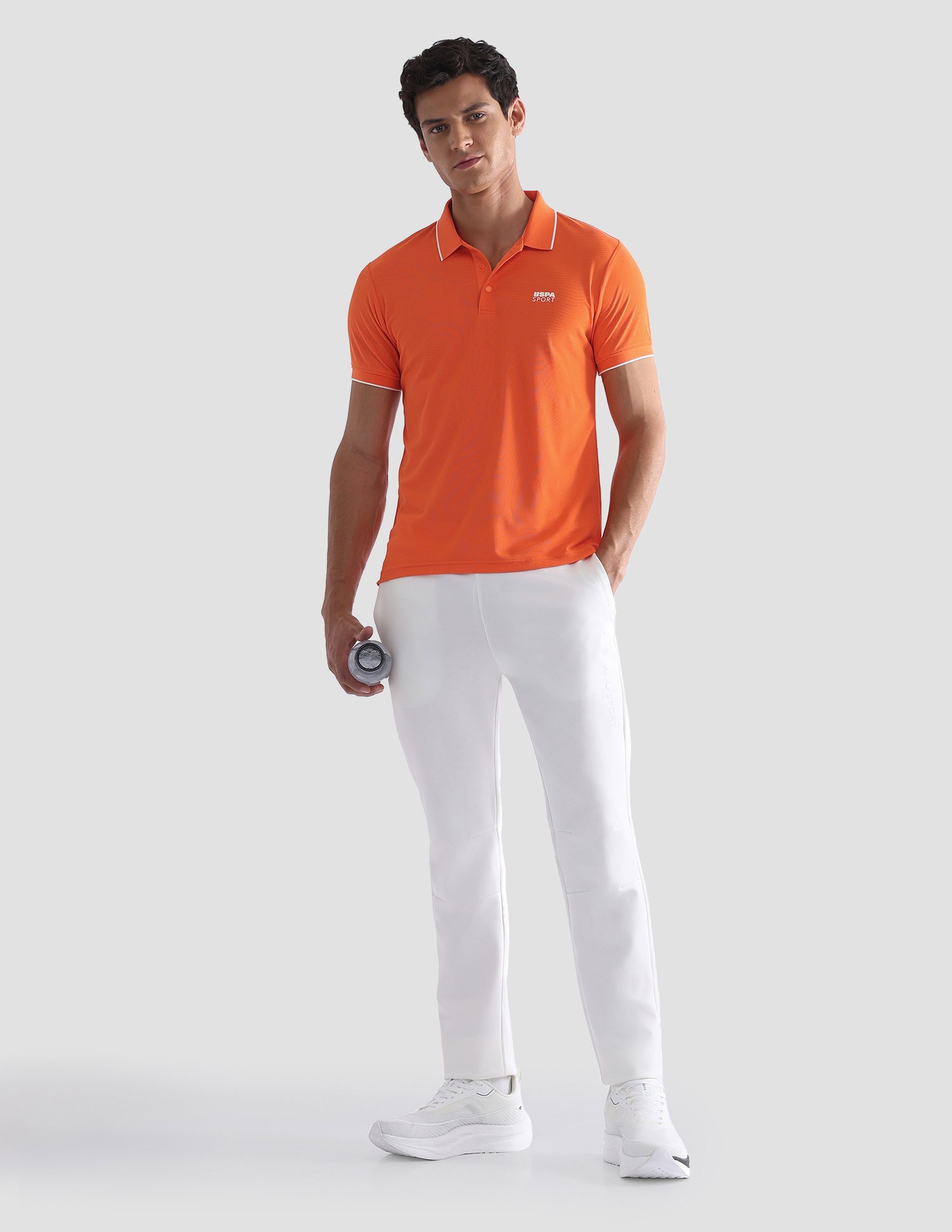 Solid Regular Fit Active Polo Shirt Orange - U.S. Polo Assn. India | Large