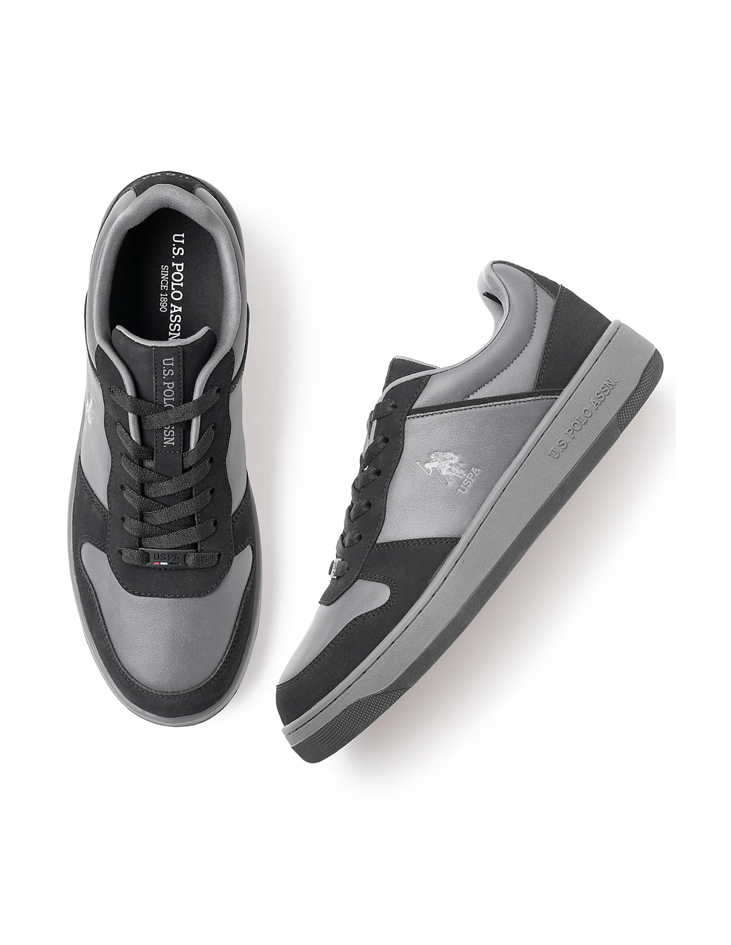 Men Colour Block Jaxon Sneakers Black and Grey - U.S. Polo Assn. India | Large