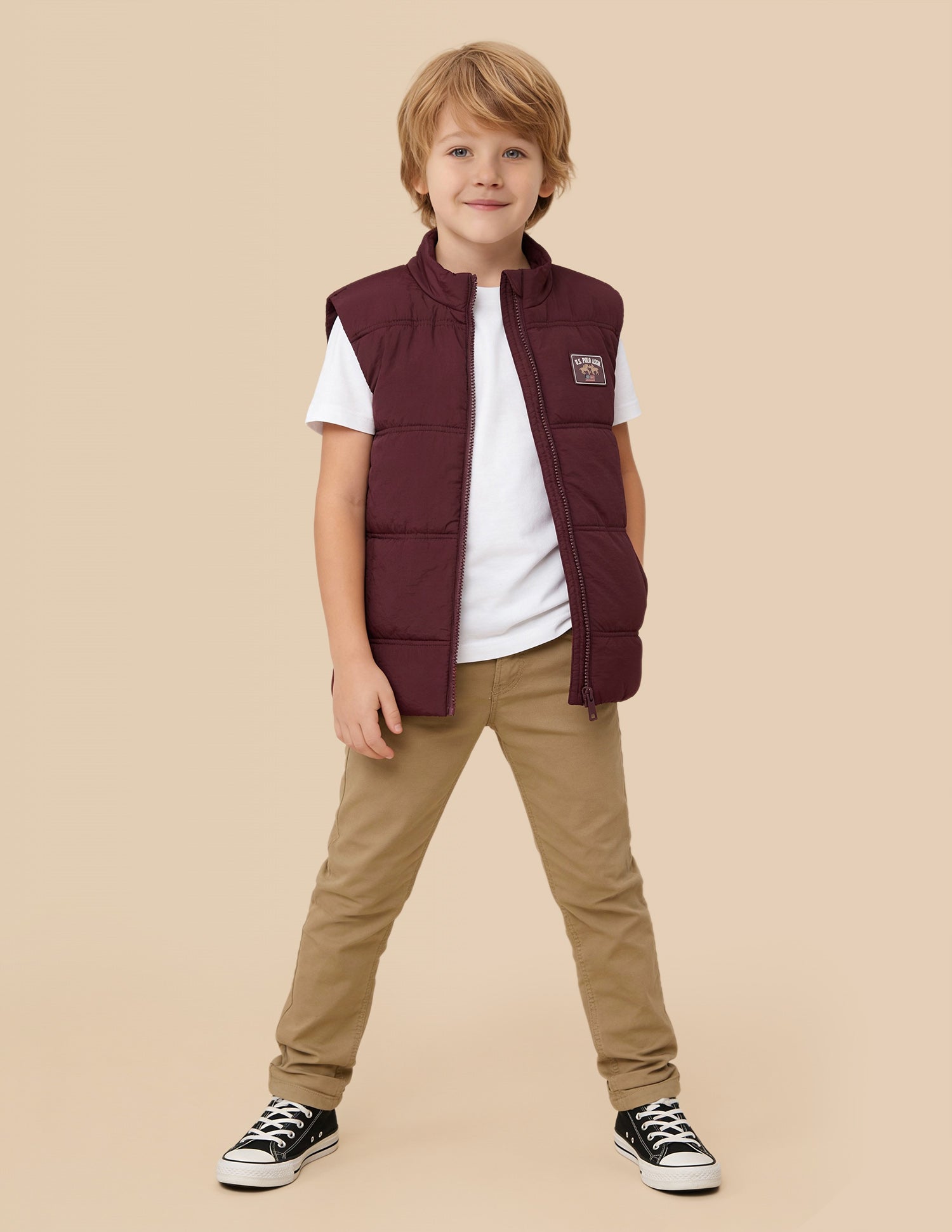 Boys Solid Regular Fit Puffer Jacket Maroon - U.S. Polo Assn. India | Large
