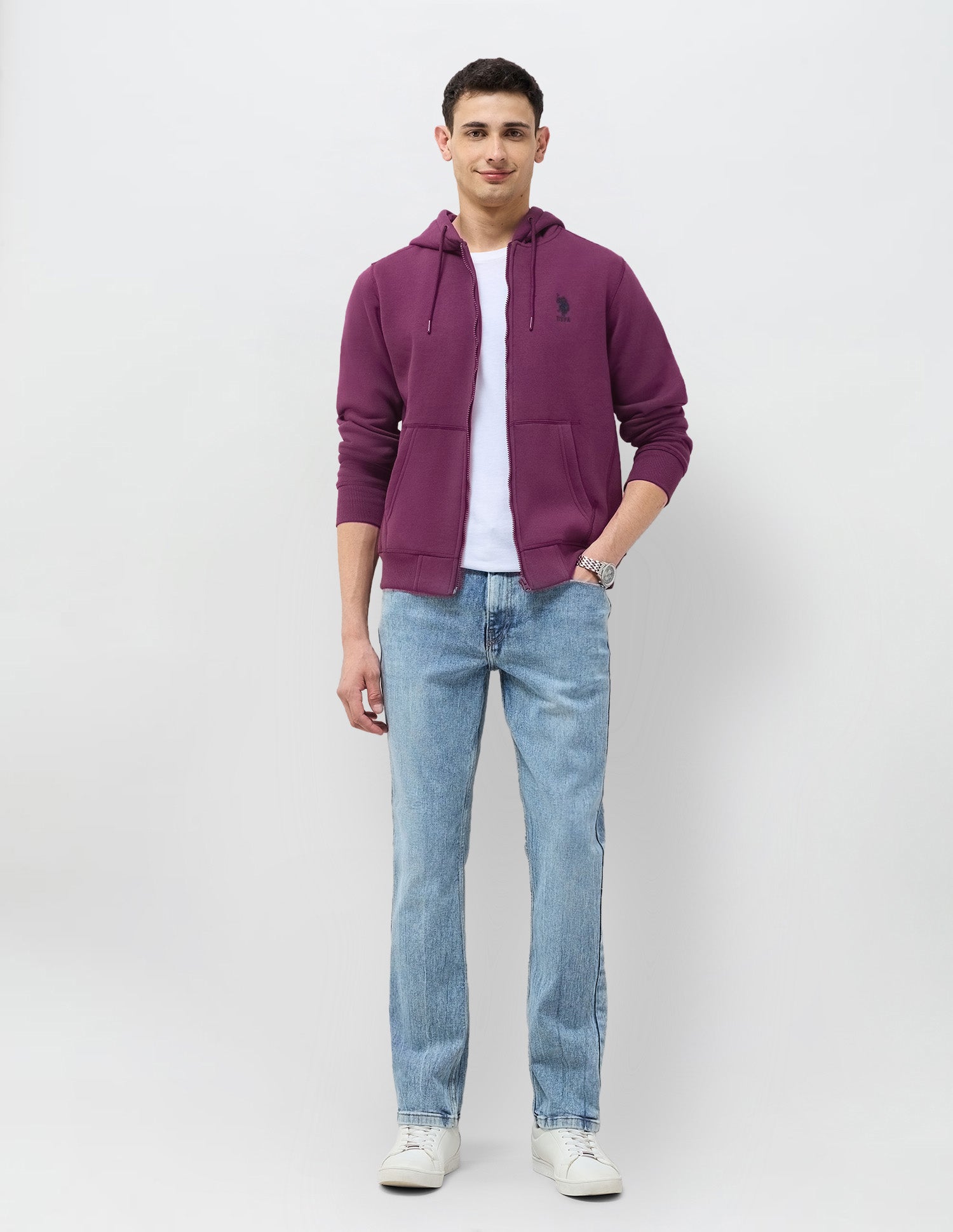 Solid Regular Fit Sweatshirt Violet - U.S. POLO ASSN. | Large