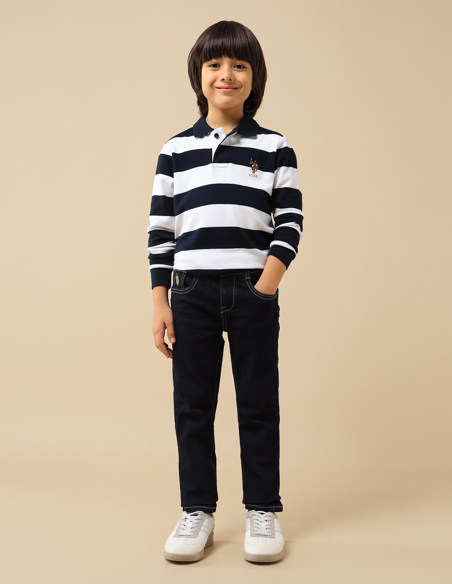 Boys Slim Fit Mid Rise Jeans Dark Blue - U.S. POLO ASSN. | Large