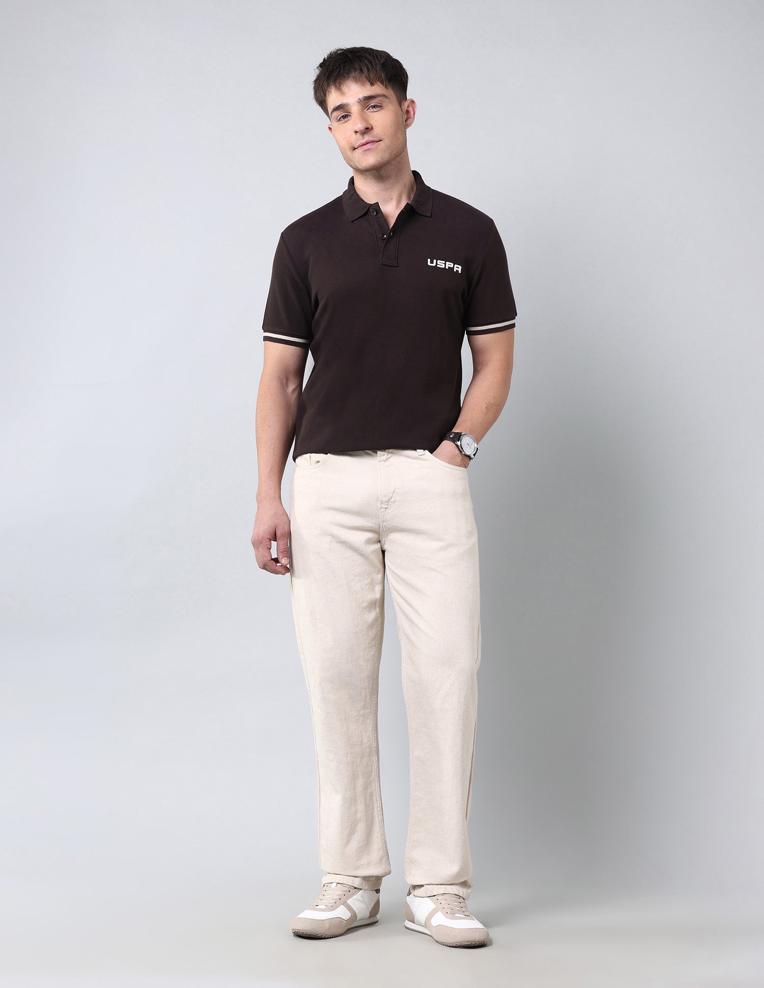 Solid Muscle Fit Americana Polo Shirt Dark Brown - U.S. Polo Assn. India | Large